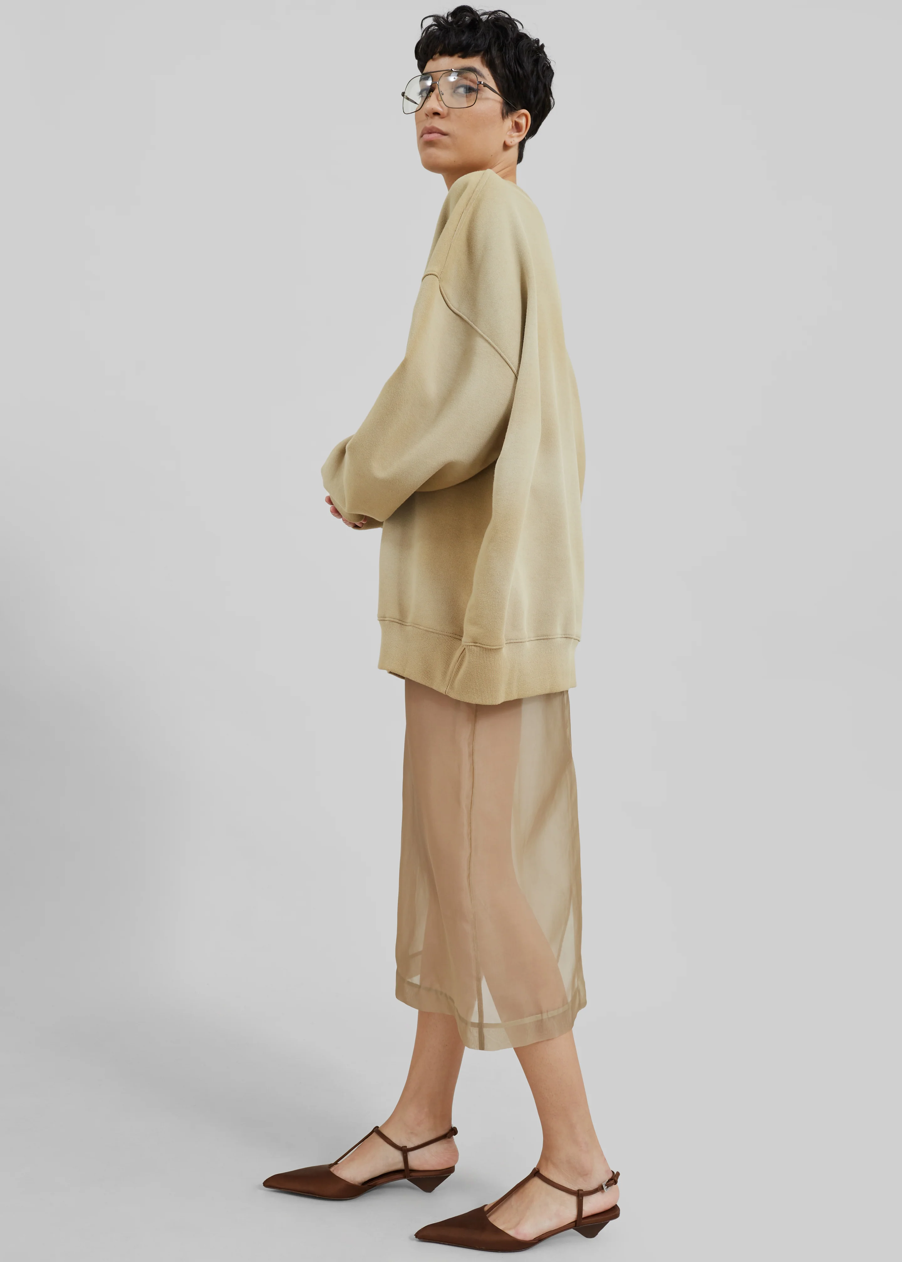 Peri Sheer Midi Skirt - Desert Sand - Image 8