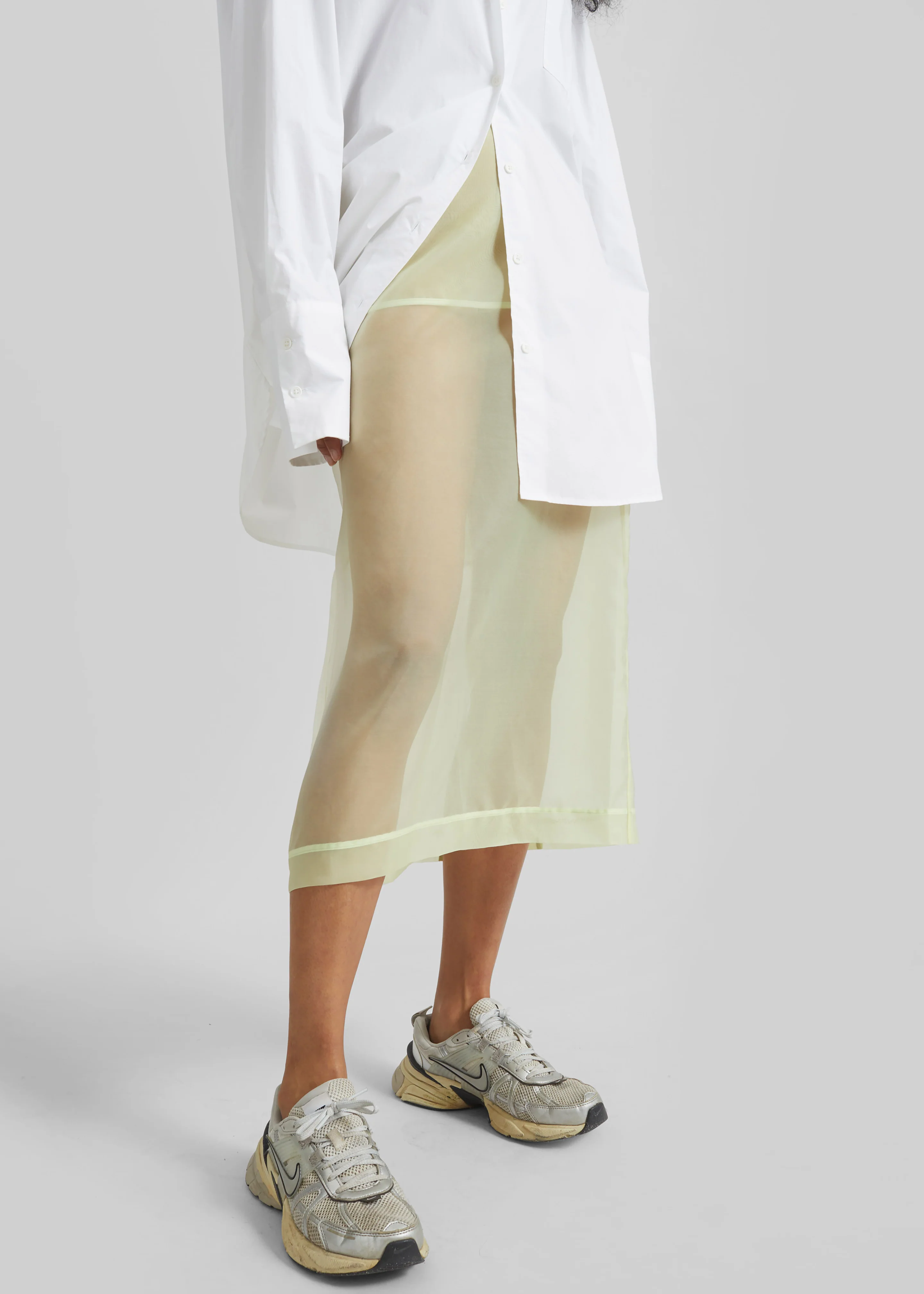 Peri Sheer Midi Skirt - Pale Yellow - Image 4
