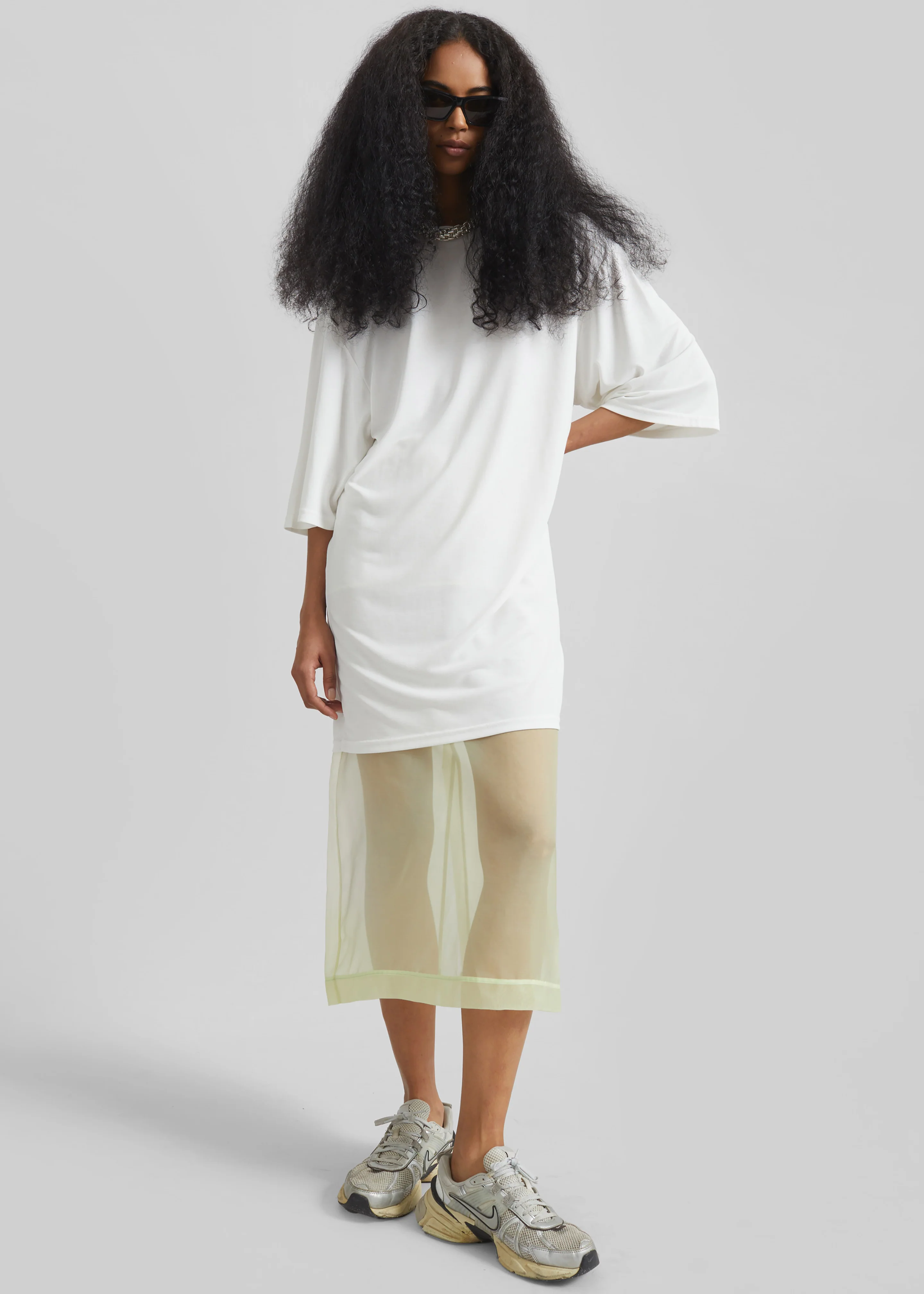 Peri Sheer Midi Skirt - Pale Yellow - Image 5