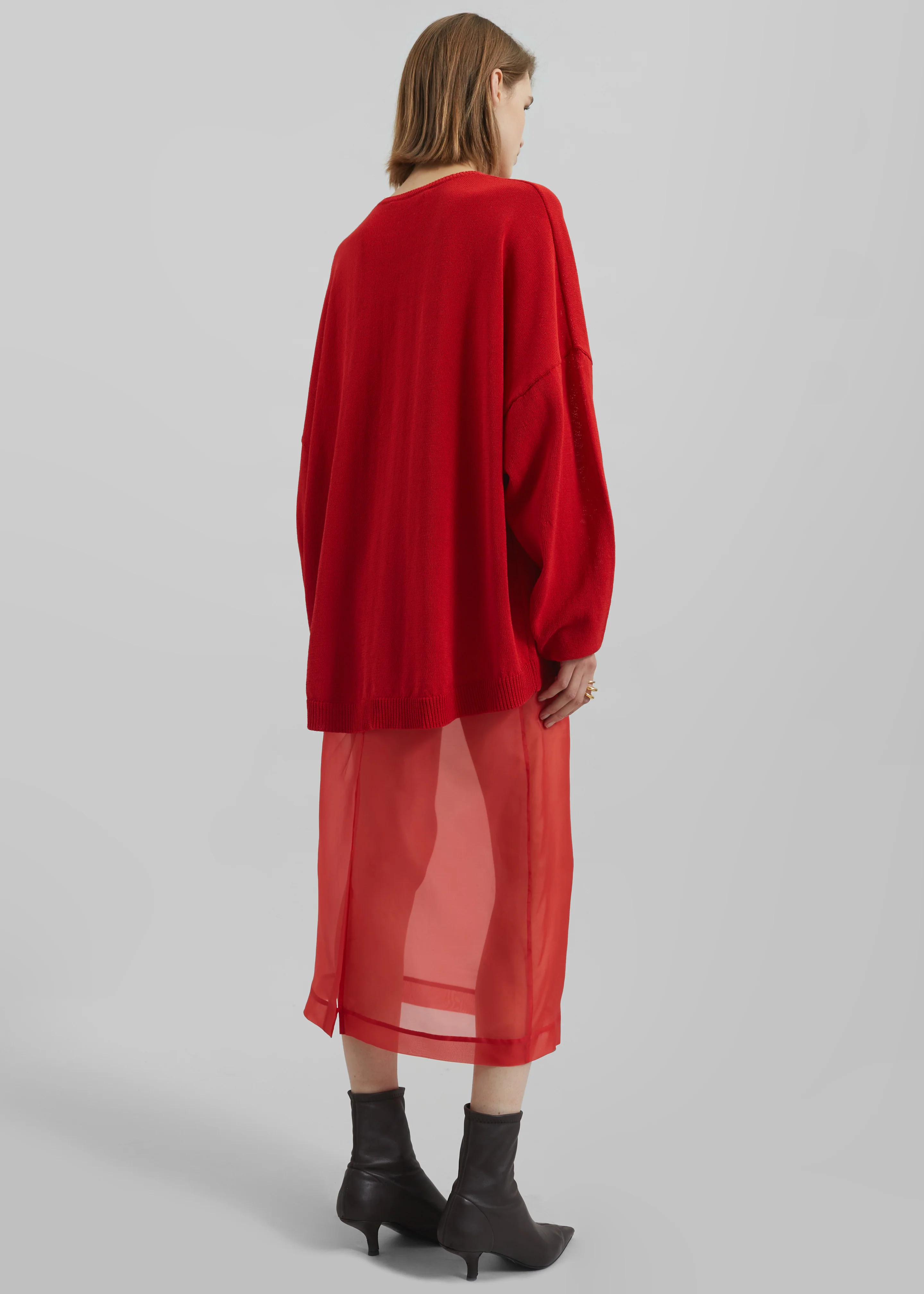Peri Sheer Midi Skirt - Red - Image 10