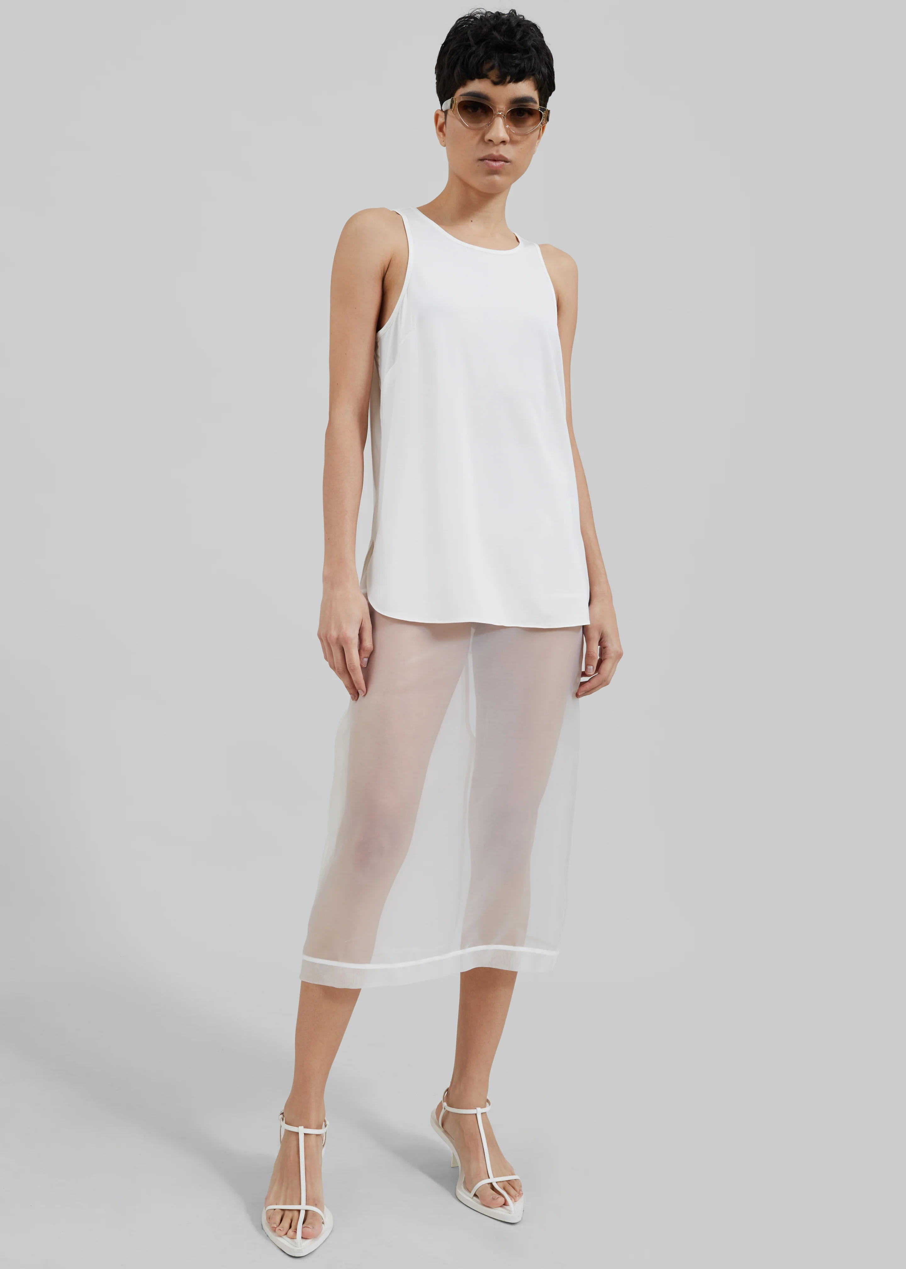 Peri Sheer Midi Skirt - White - Image 3