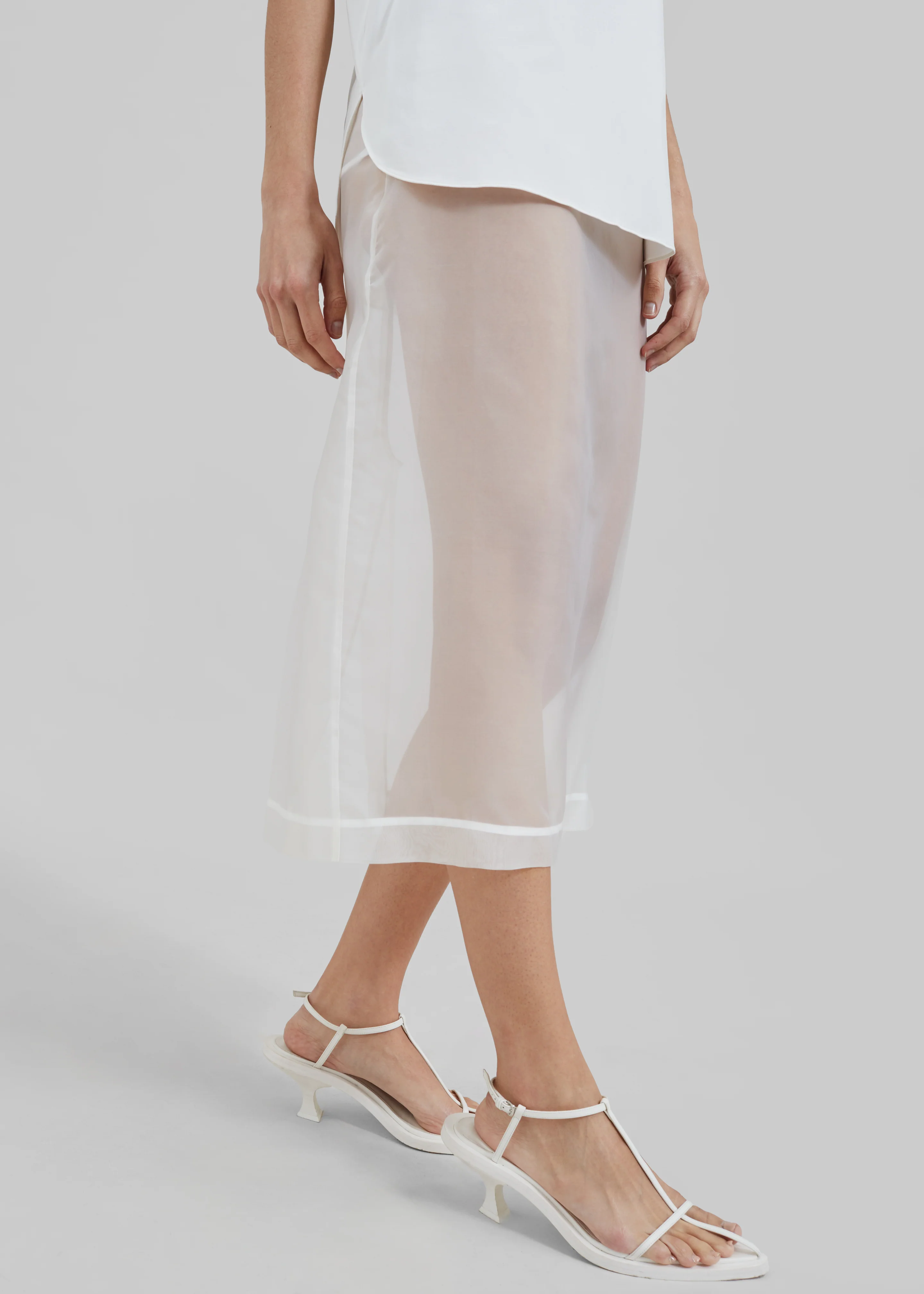 Peri Sheer Midi Skirt - White - Image 4