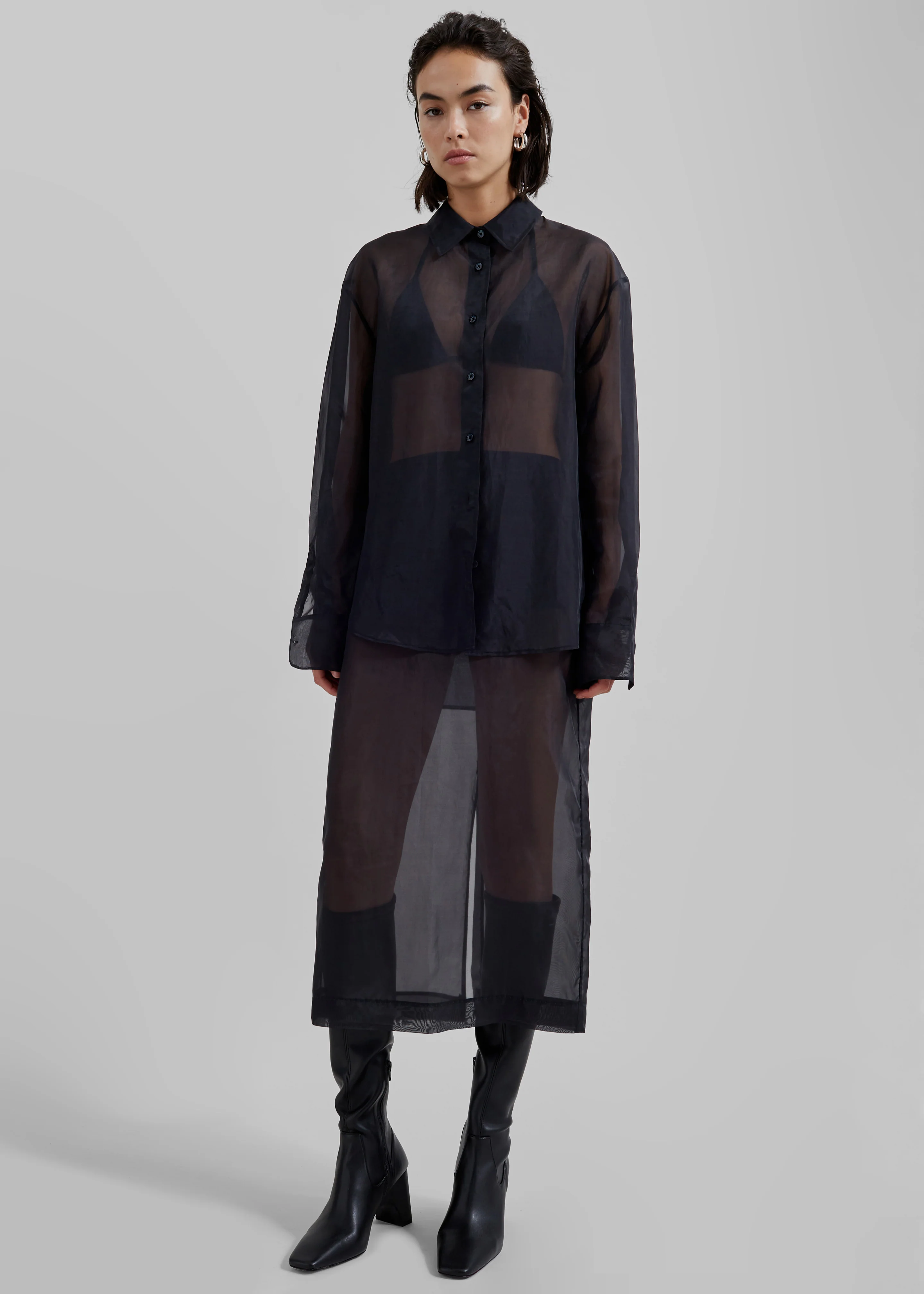 Peri Sheer Shirt - Black - Image 7