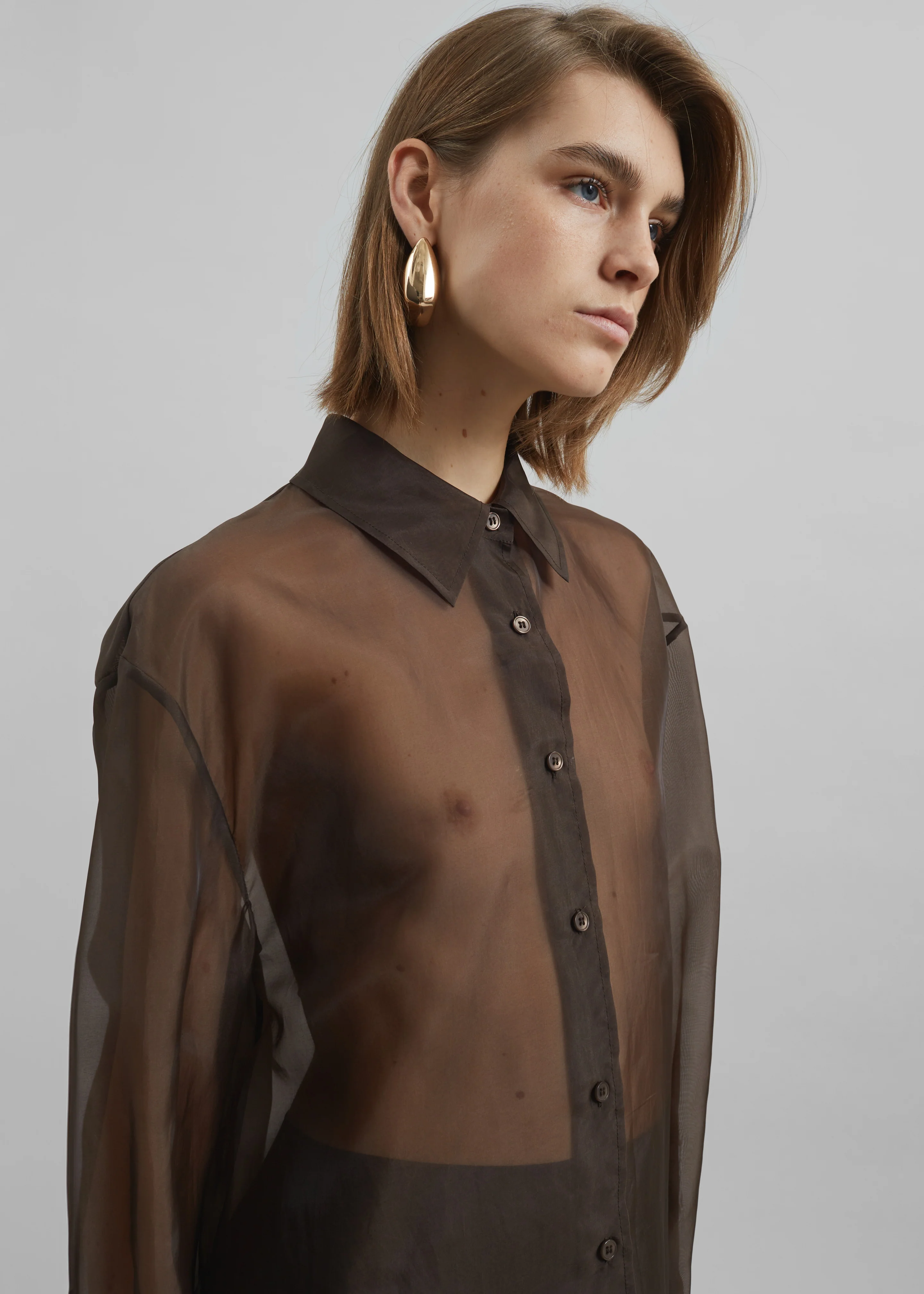 Peri Sheer Shirt - Brown - Image 12