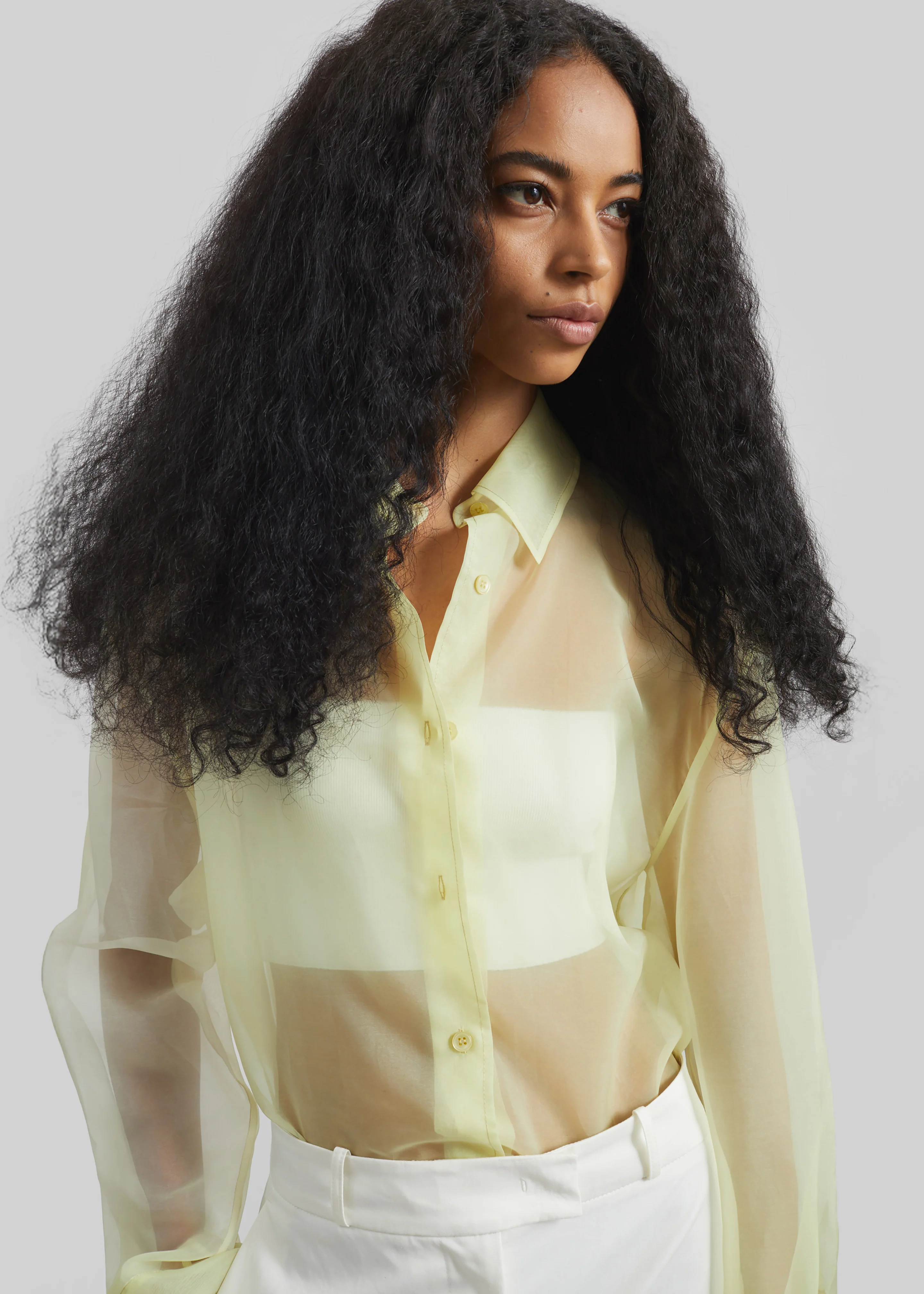 Peri Sheer Shirt - Pale Yellow - Image 2