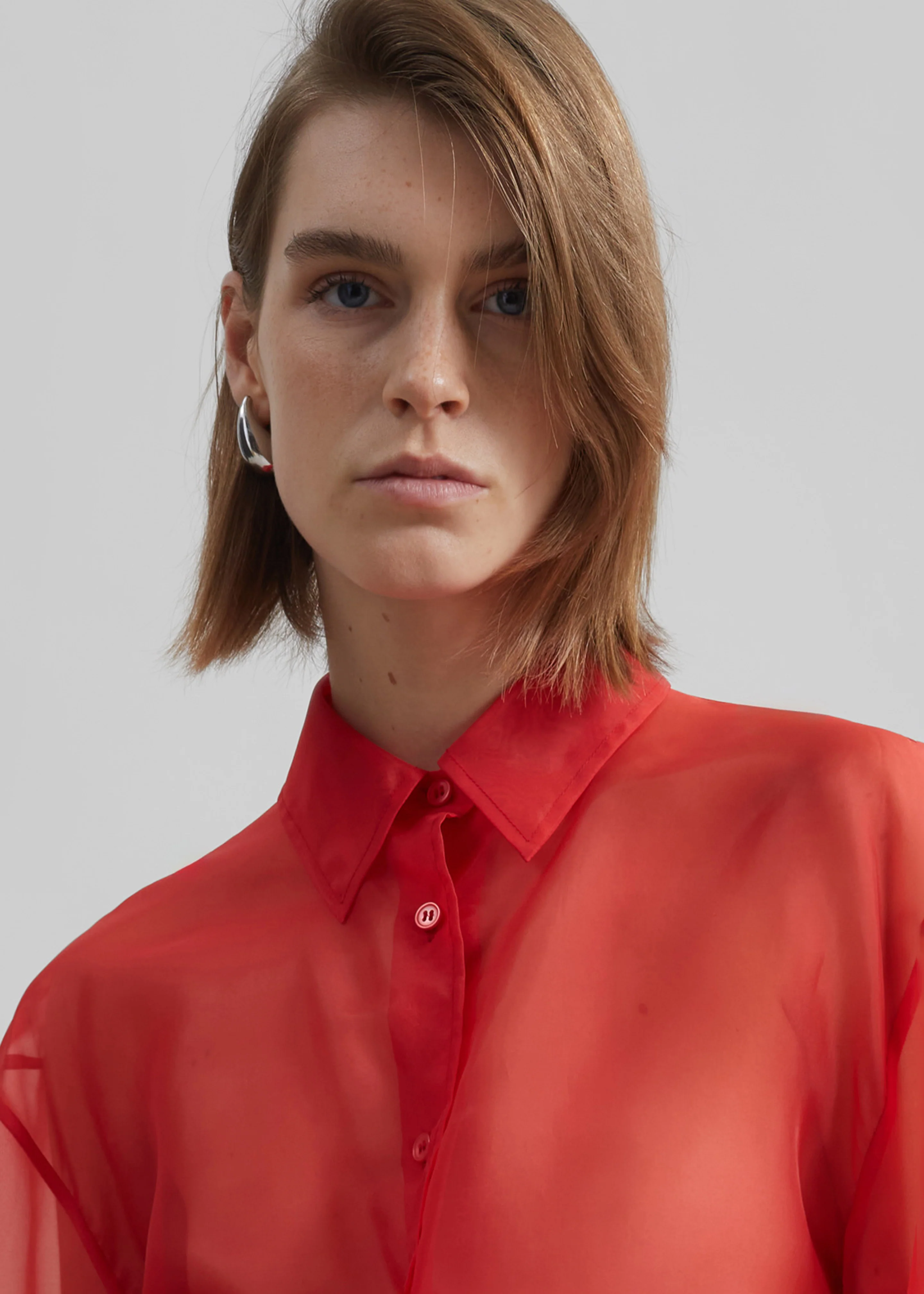 Peri Sheer Shirt - Red - Image 4