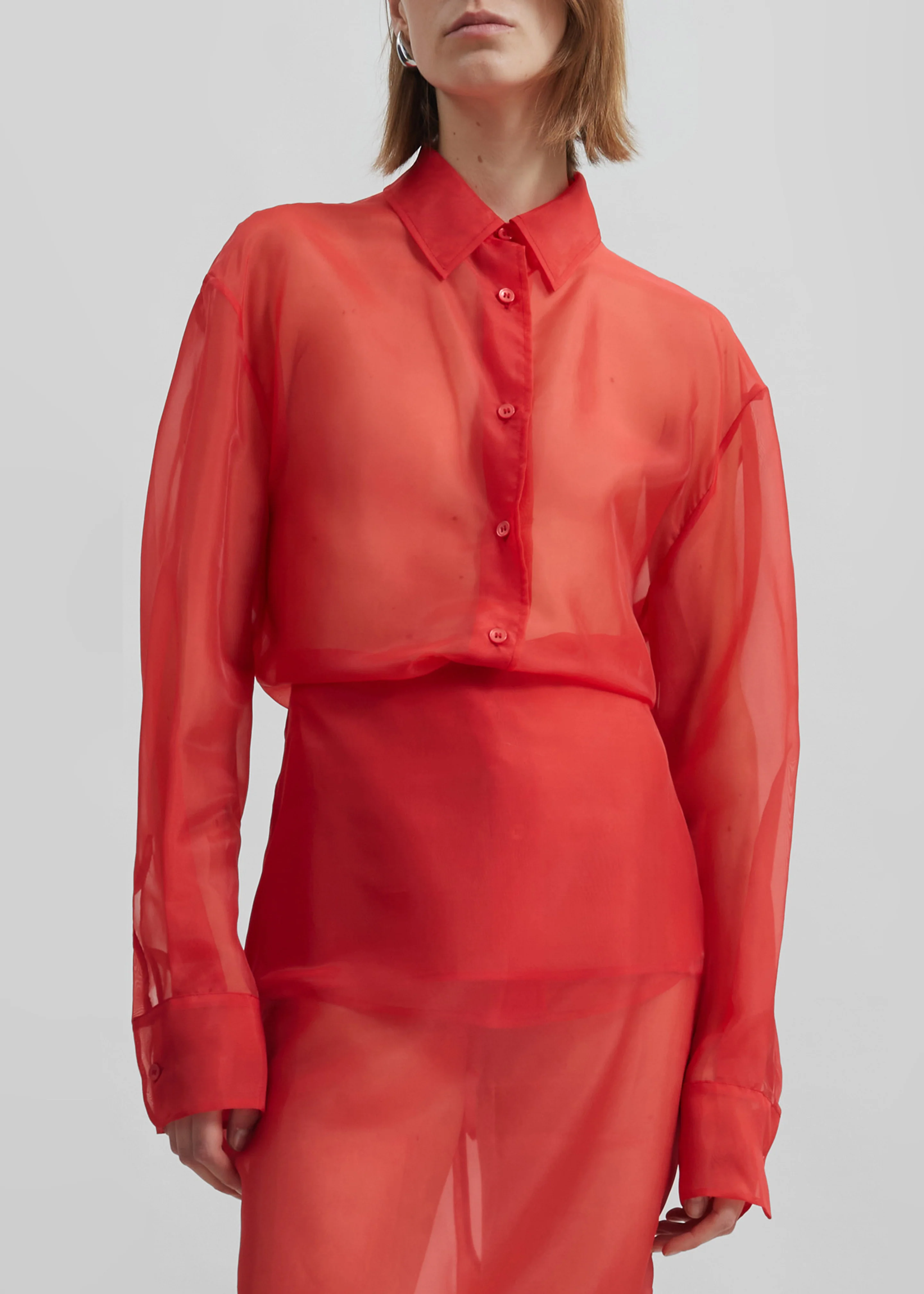 Peri Sheer Shirt - Red - Image 7