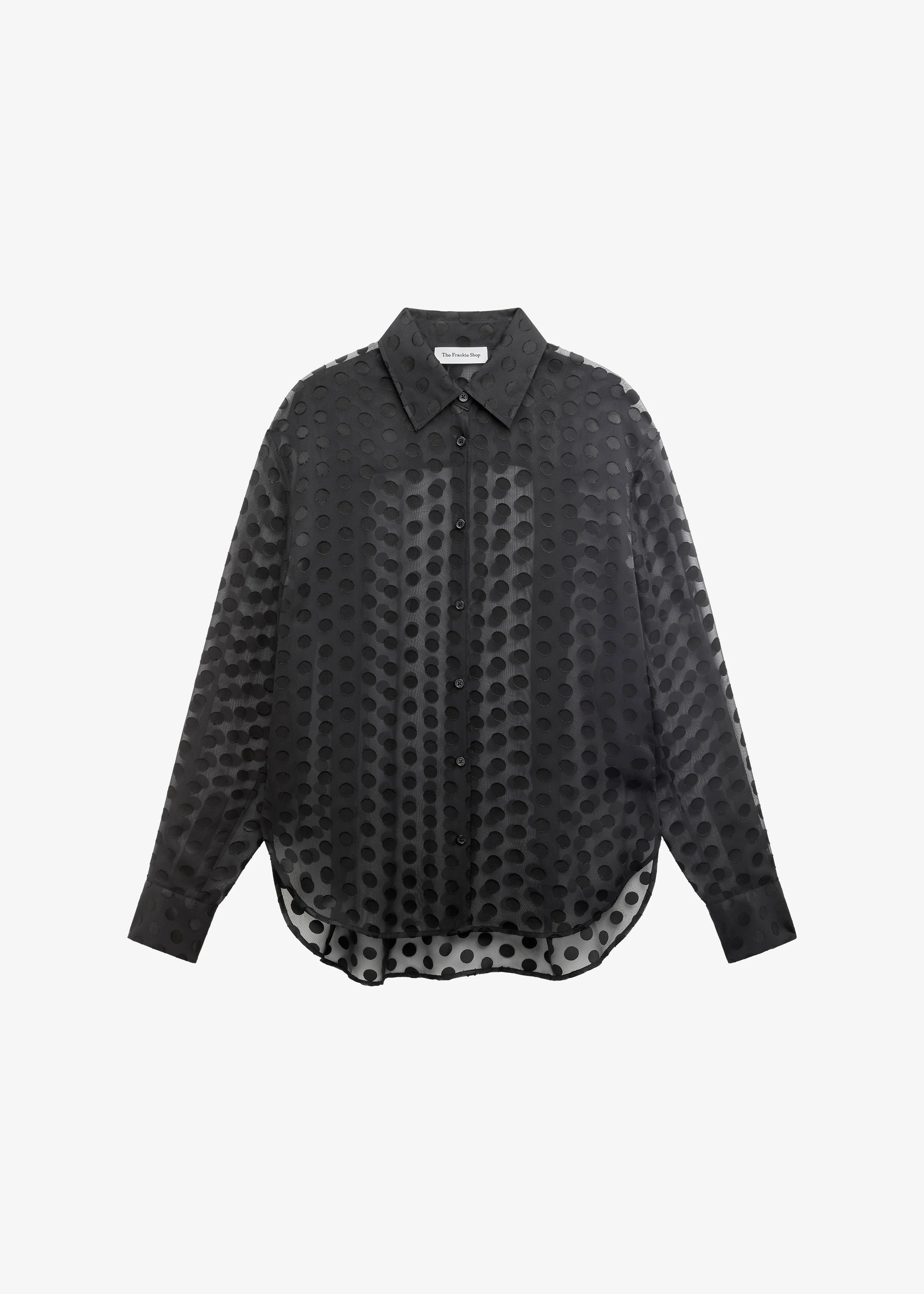 Peri Sheer Tie-Neck Shirt - Black Polka Dot - Image 13