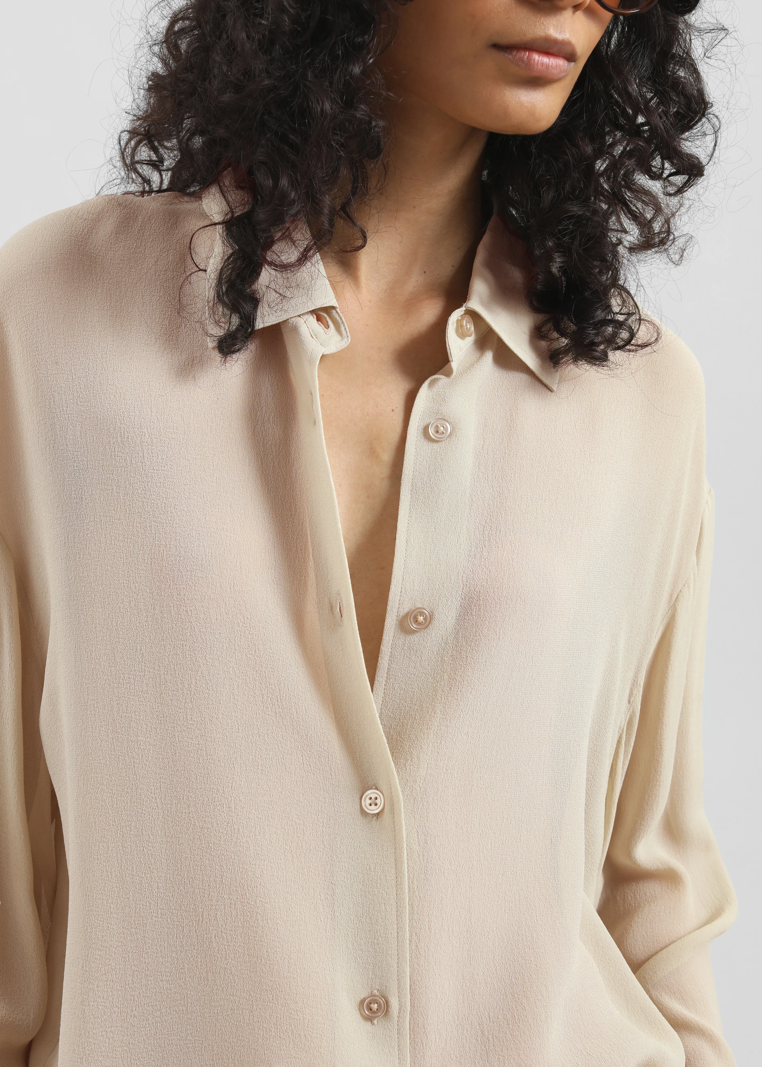 Peri Silk Georgette Shirt - Beige - Image 2