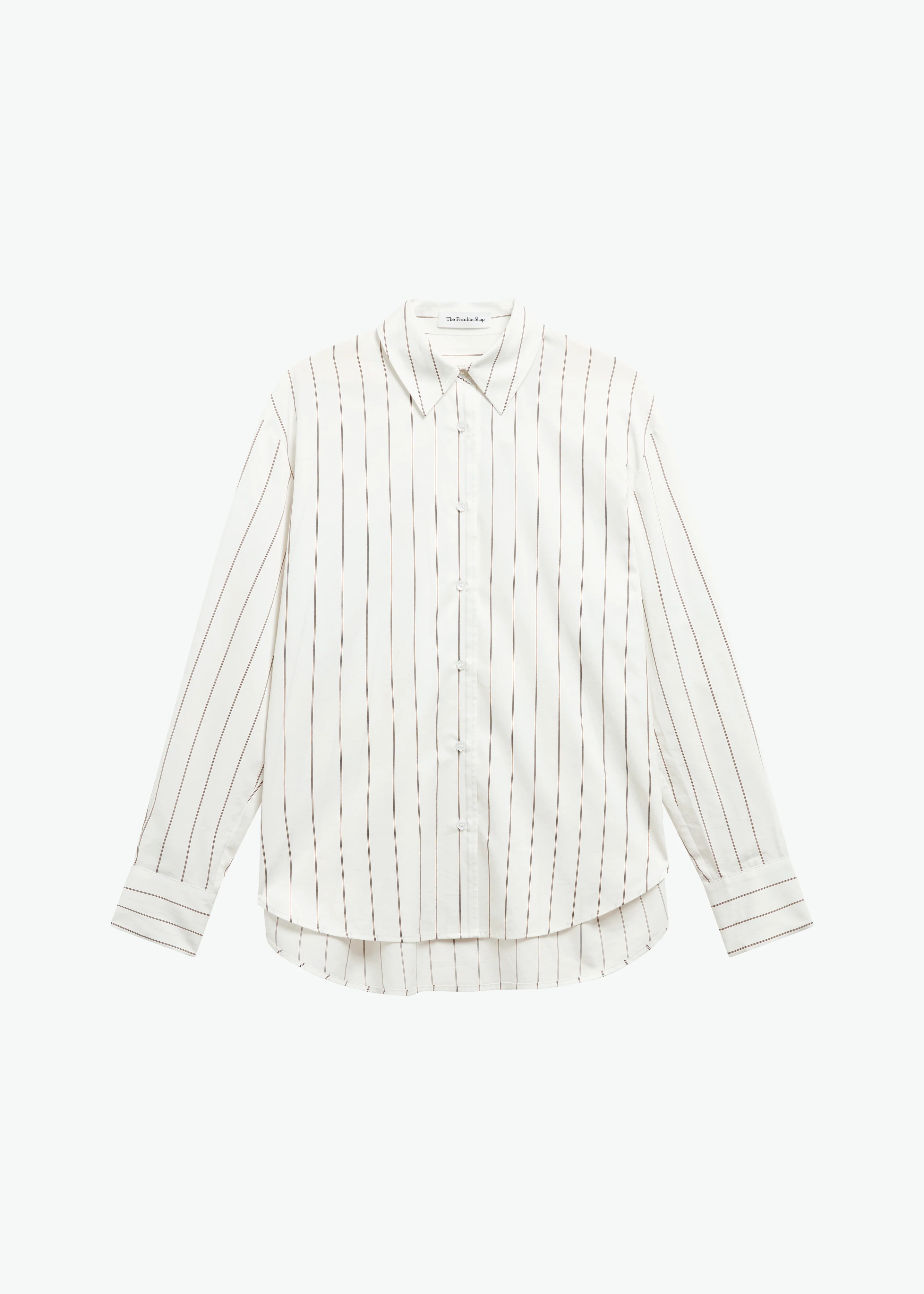 Peri Striped Cotton Shirt - White/Brown Stripe - Image 11