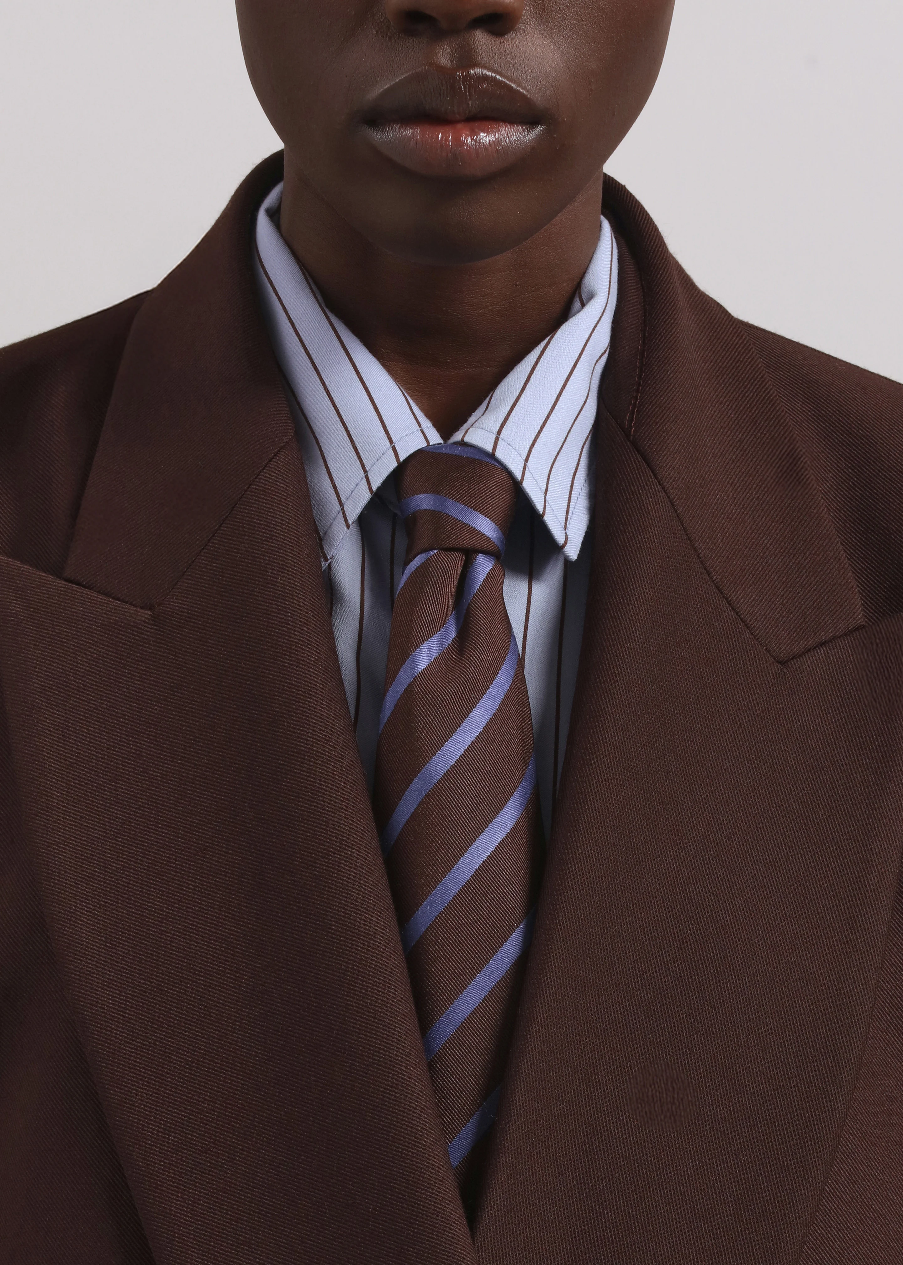 Peri Striped Fluid Shirt - Blue/Brown - Image 6