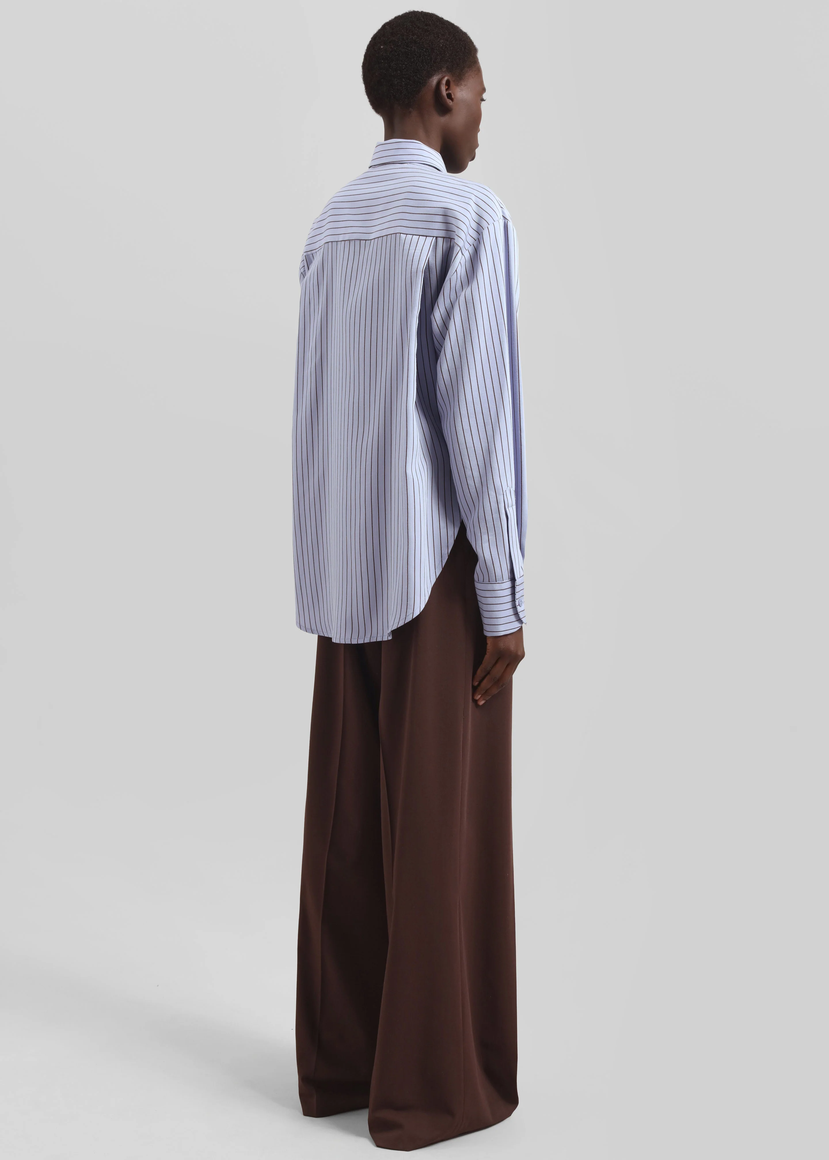 Peri Striped Fluid Shirt - Blue/Brown - Image 7