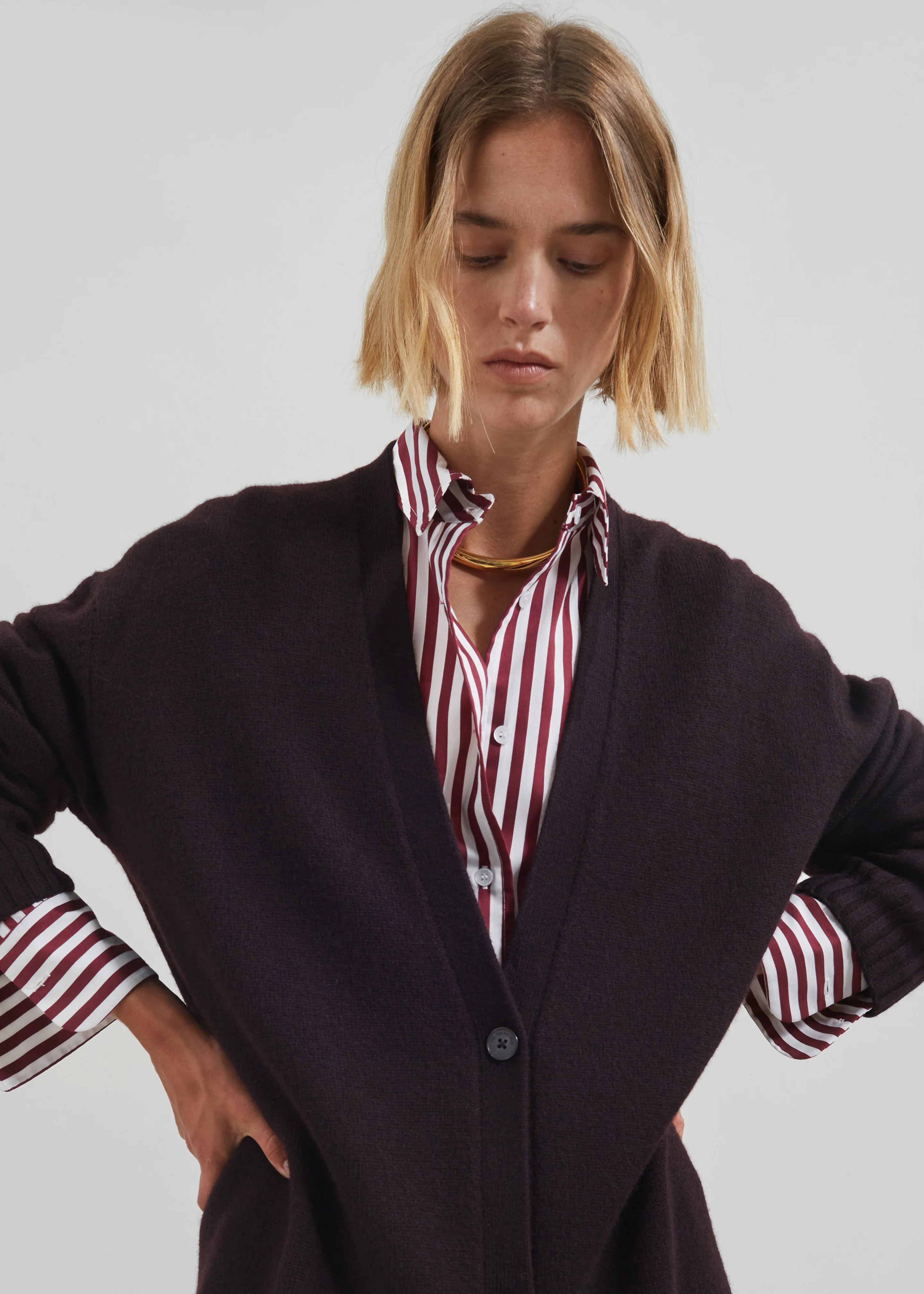 Peri Striped Poplin Shirt - Burgundy/White - Image 4