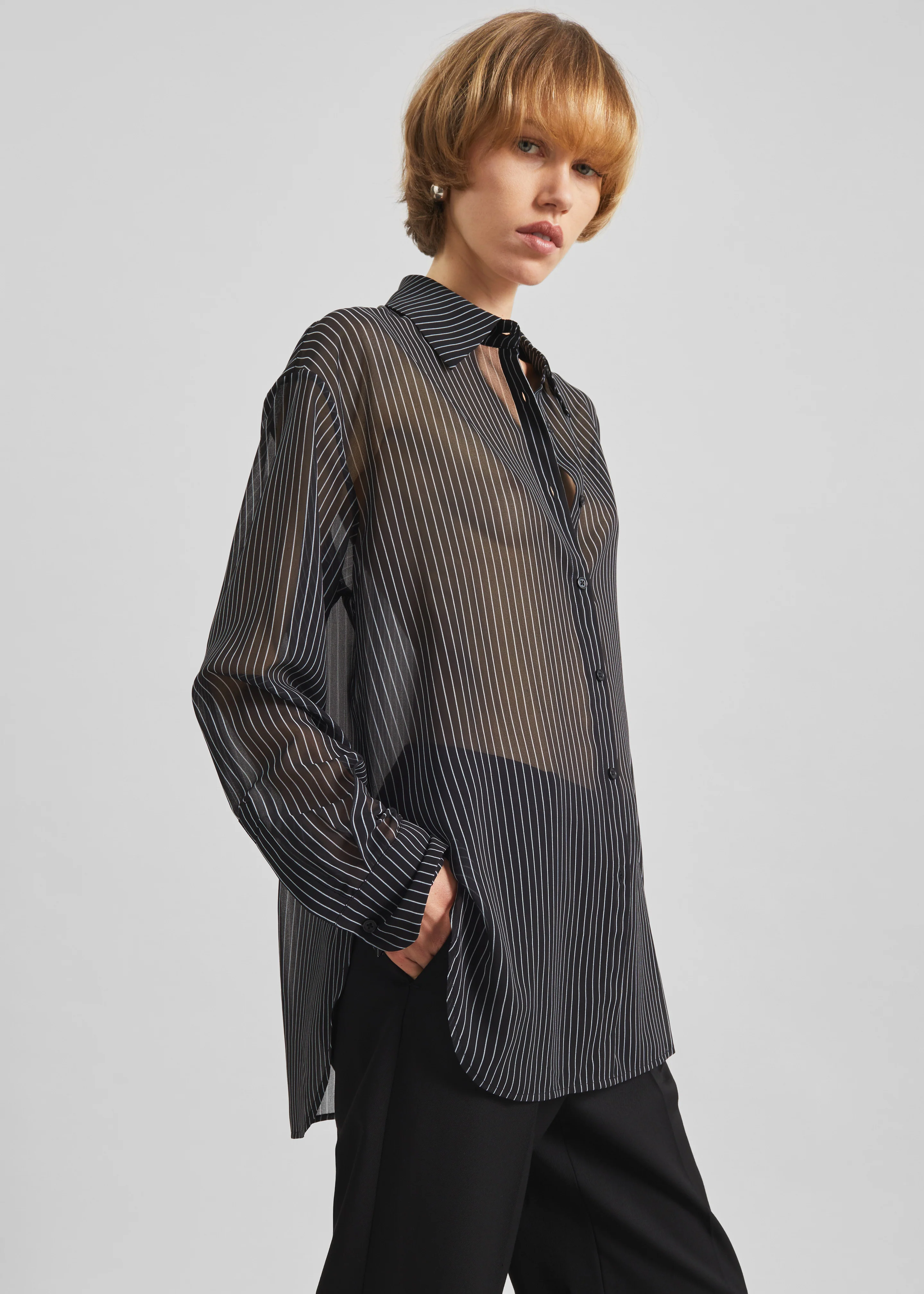 Peri Striped Shirt - Black/White Stripe - Image 4