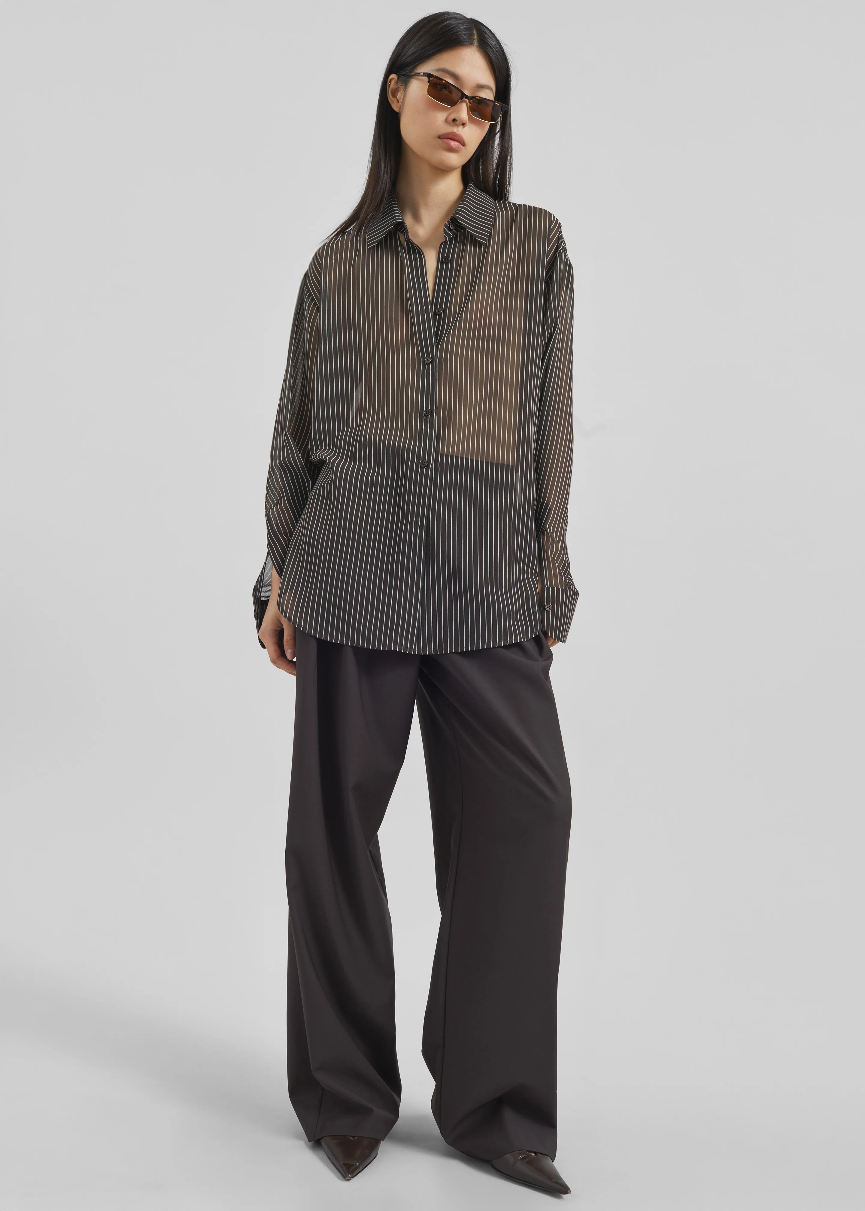 Peri Striped Shirt - Brown/White Stripe - Image 2