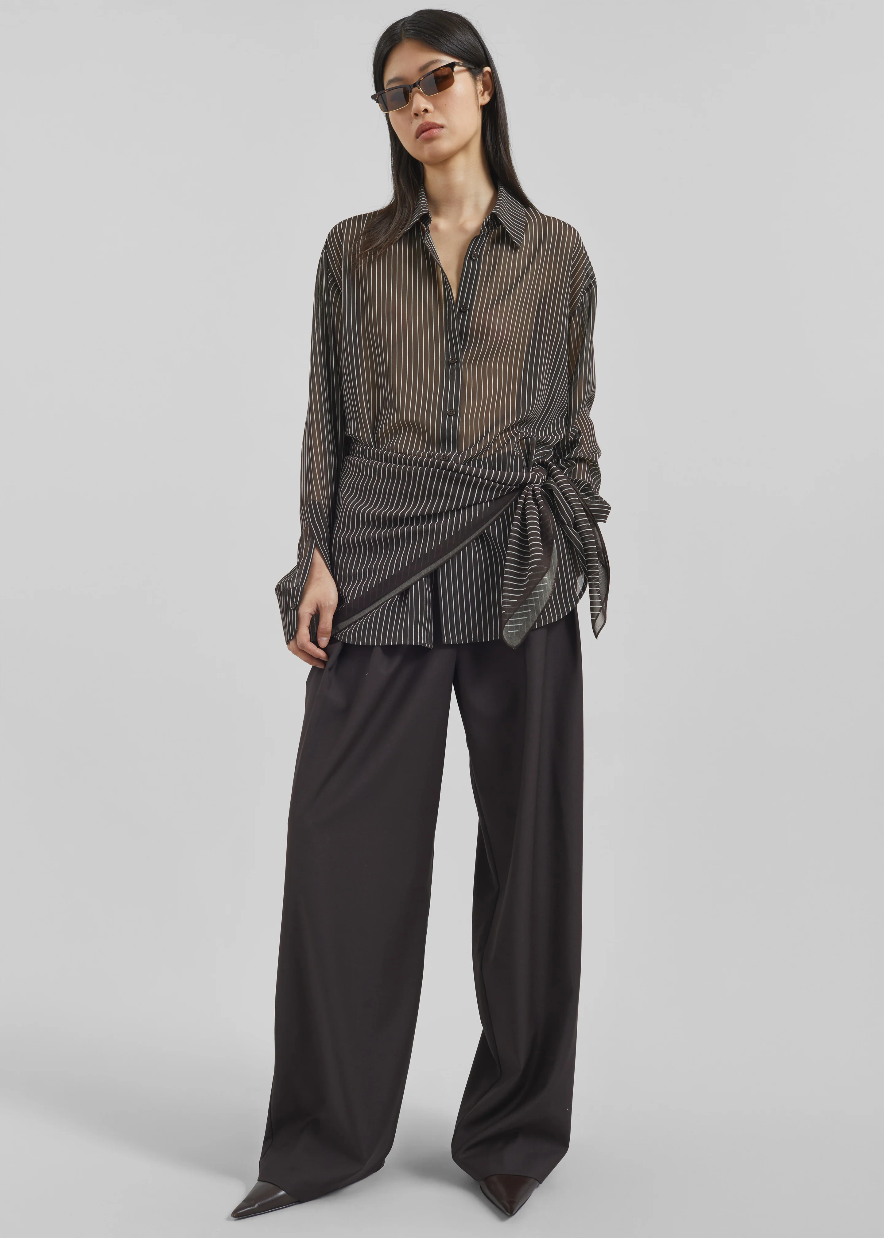 Peri Striped Shirt - Brown/White Stripe - Image 7