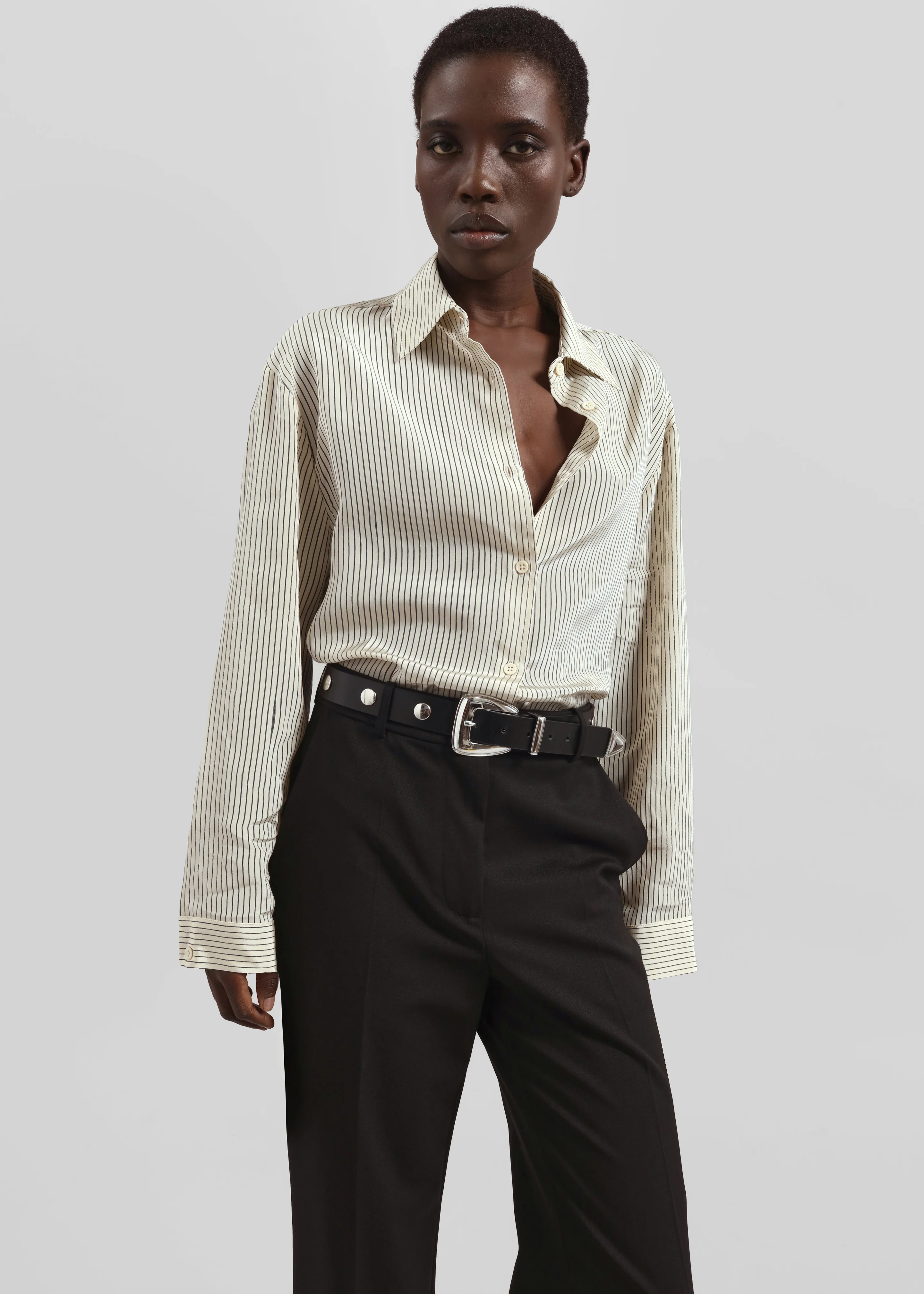 Peri Striped Shirt - Ivory/Black - Image 4