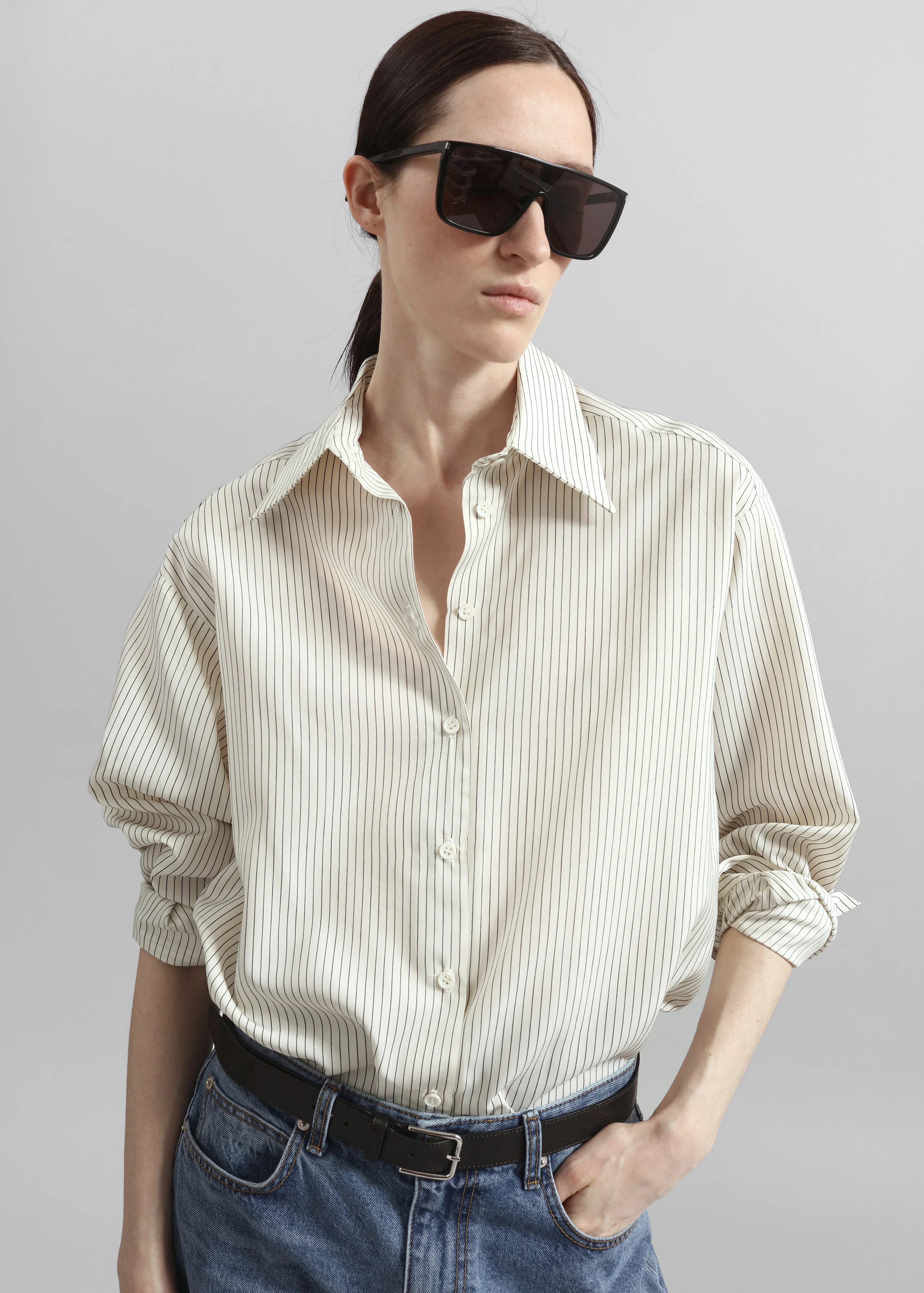 Peri Striped Shirt - Ivory/Black - Image 8