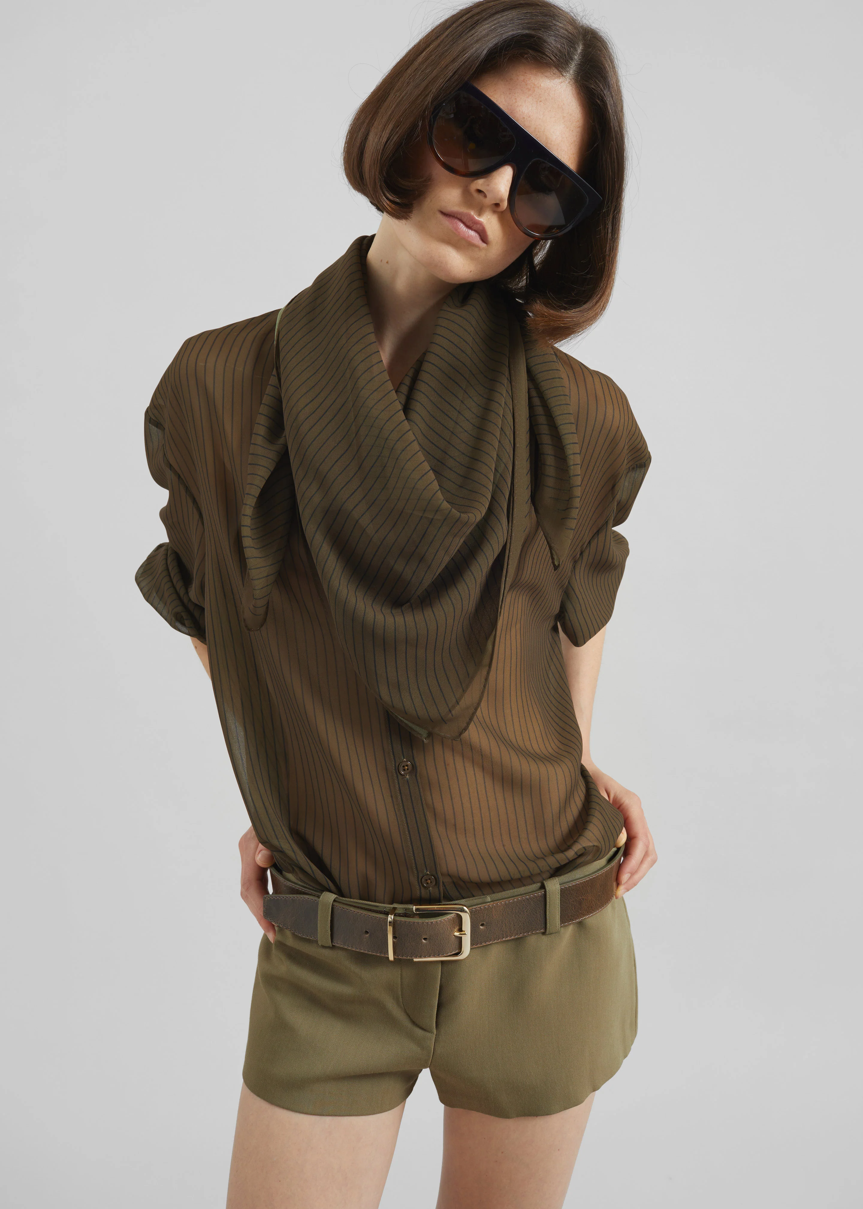 Peri Striped Shirt - Olive/Black Stripe - Image 2