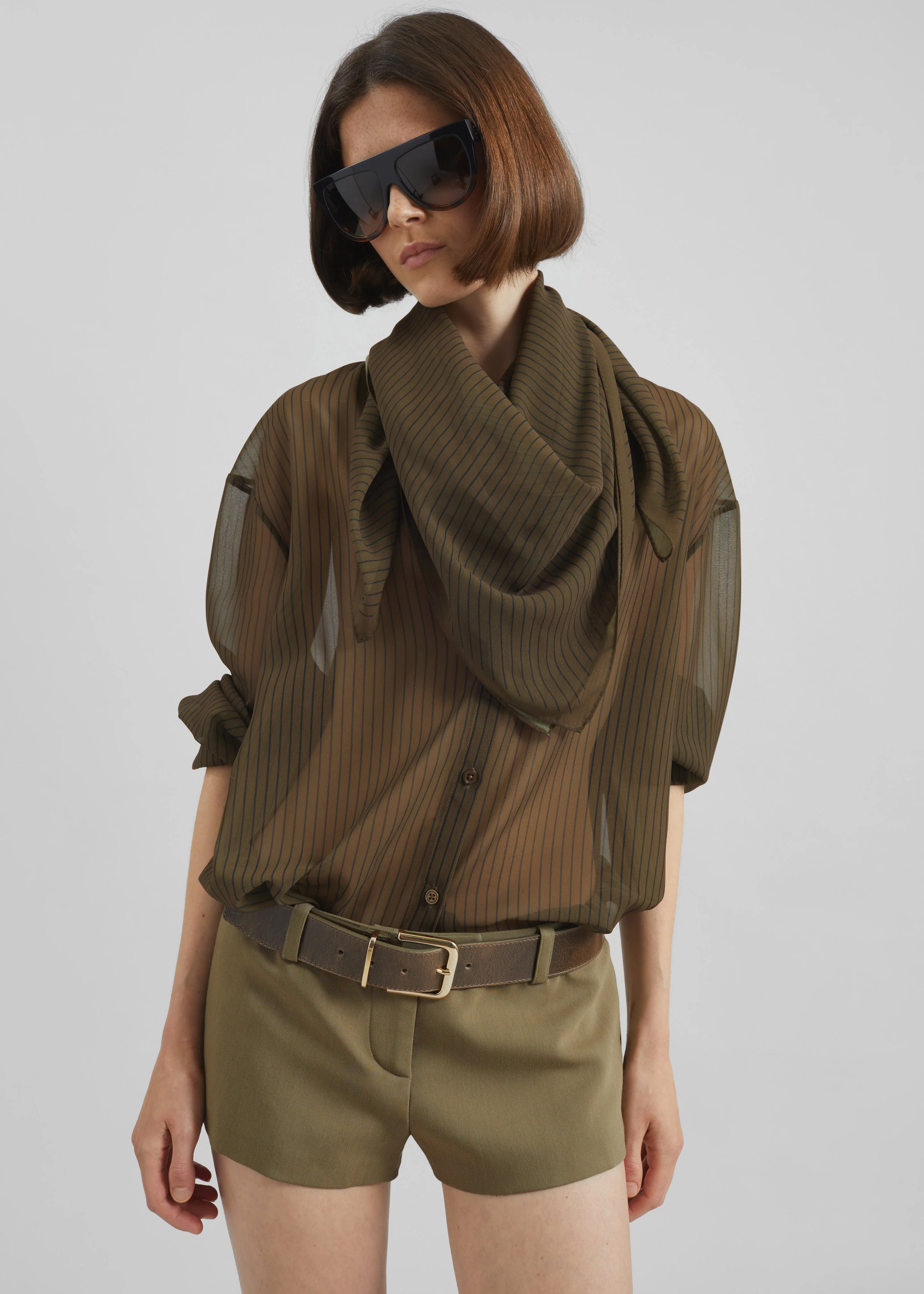 Peri Striped Shirt - Olive/Black Stripe - Image 6