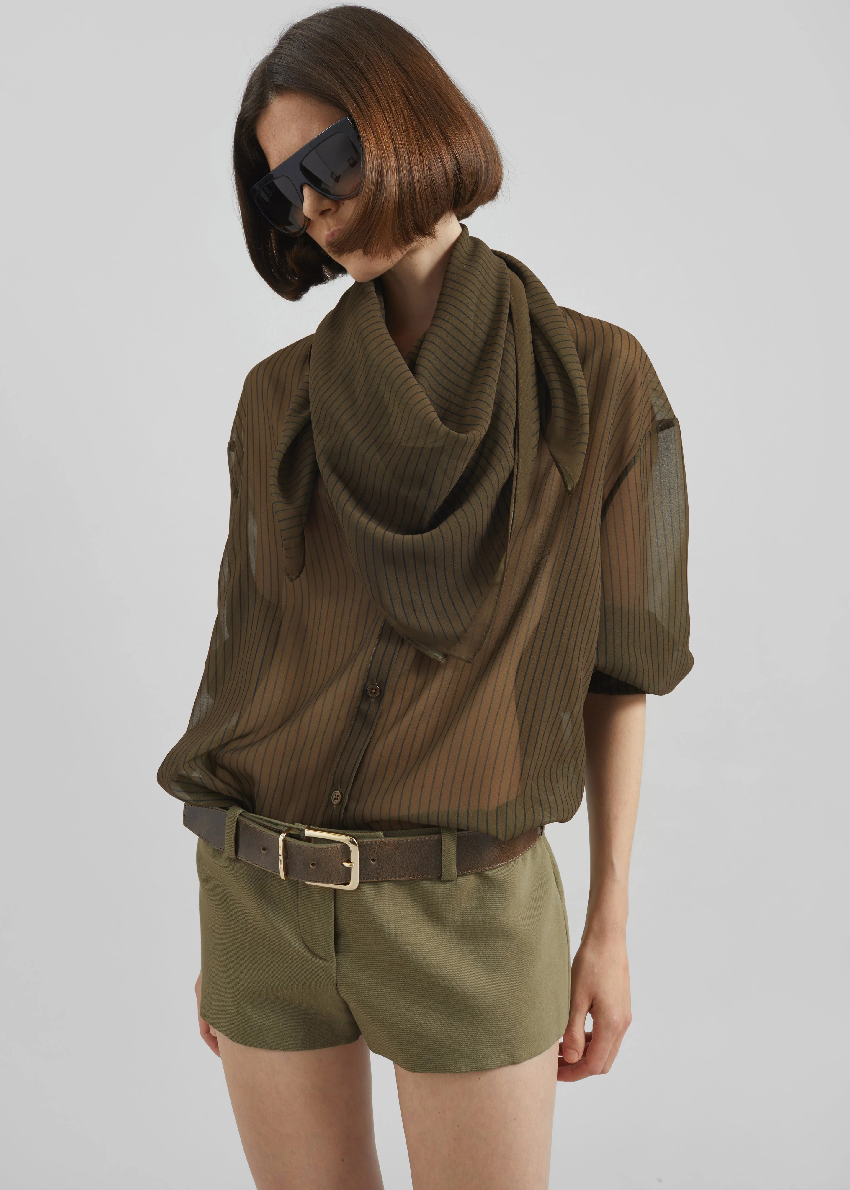 Peri Striped Shirt - Olive/Black Stripe - Image 8