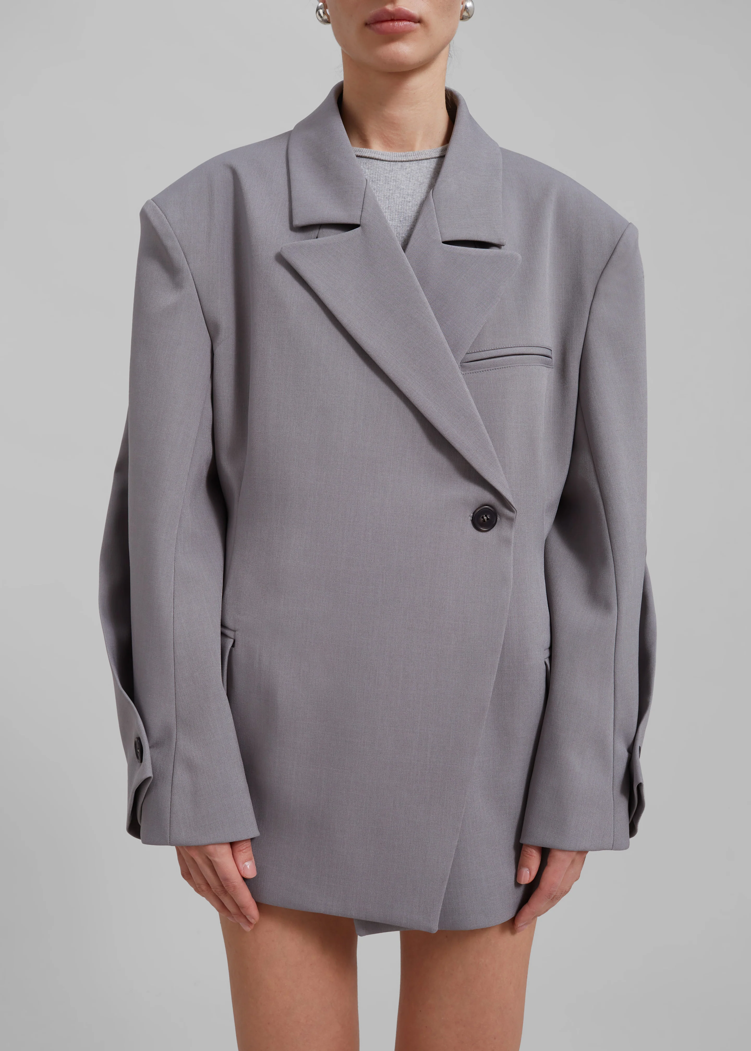 Pia Boxy Blazer - Grey - Image 5