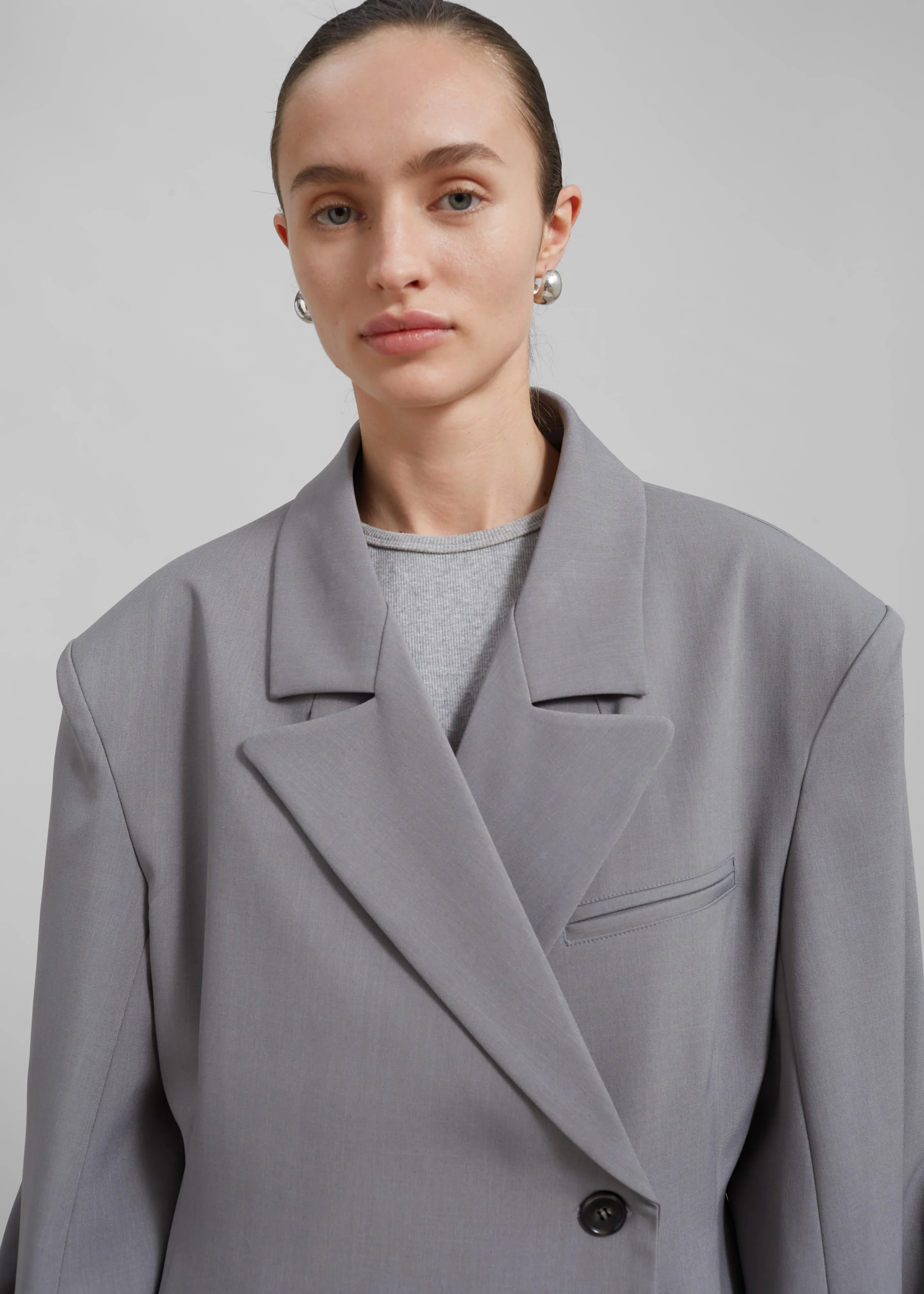 Pia Boxy Blazer - Grey - Image 7
