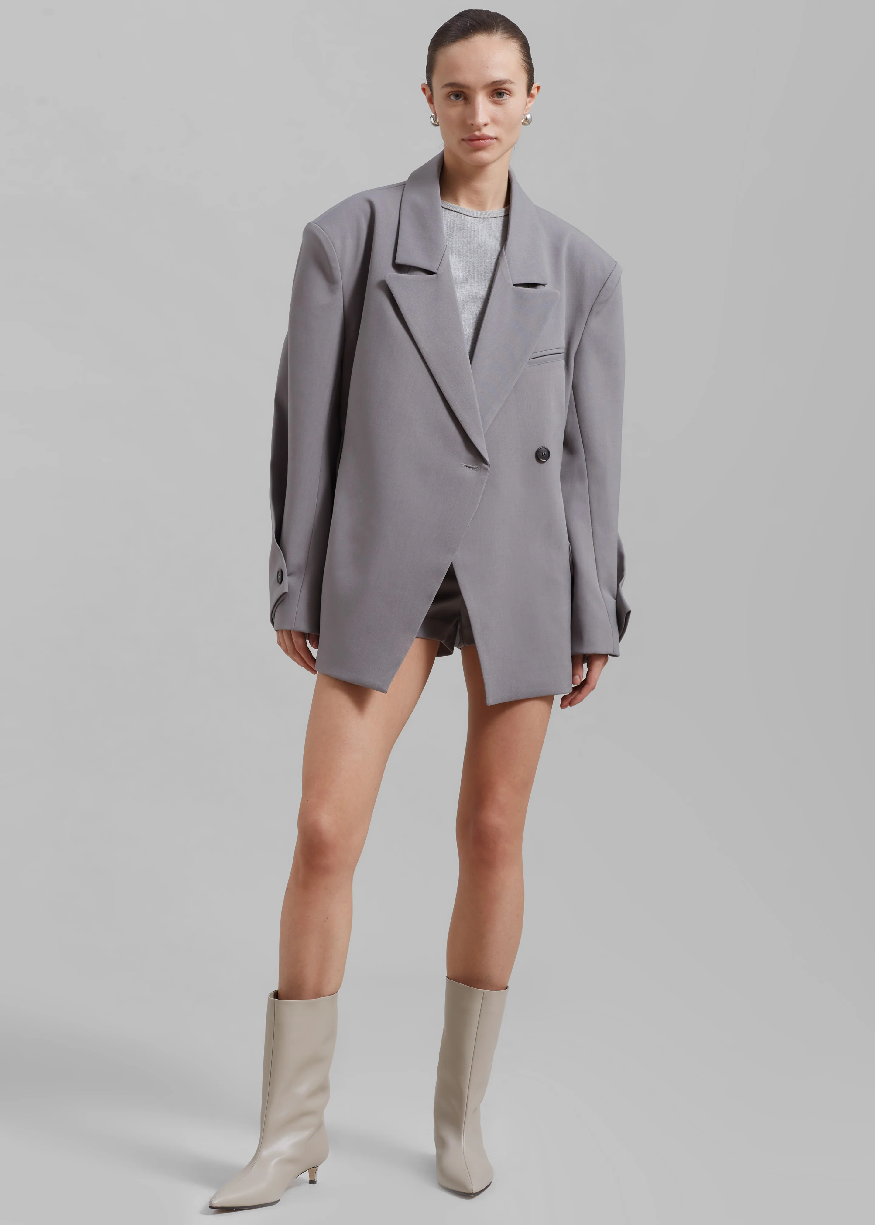 Pia Boxy Blazer - Grey - Image 8