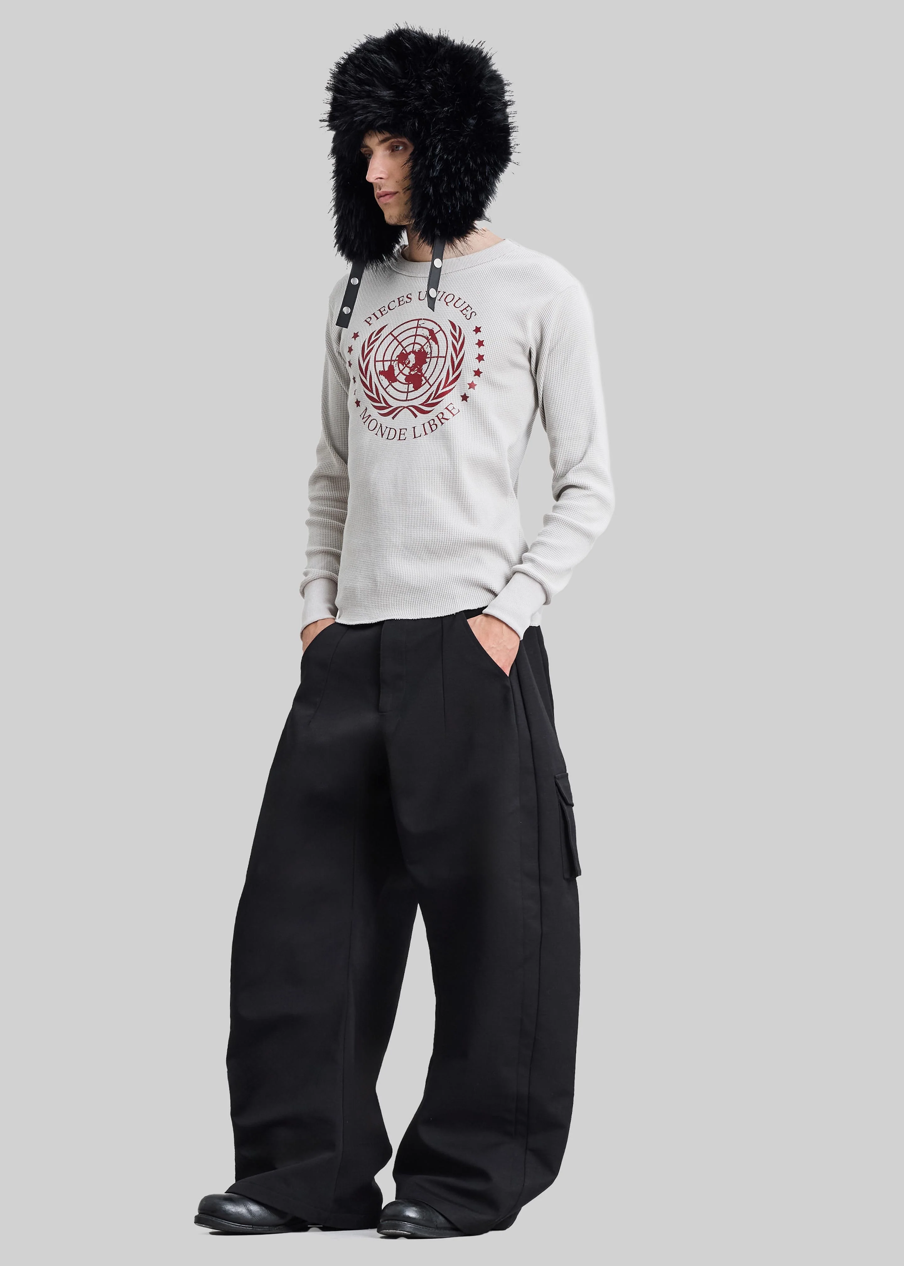 Pieces Uniques Monde Libre Thermal T-Shirt - Grey - Image 4