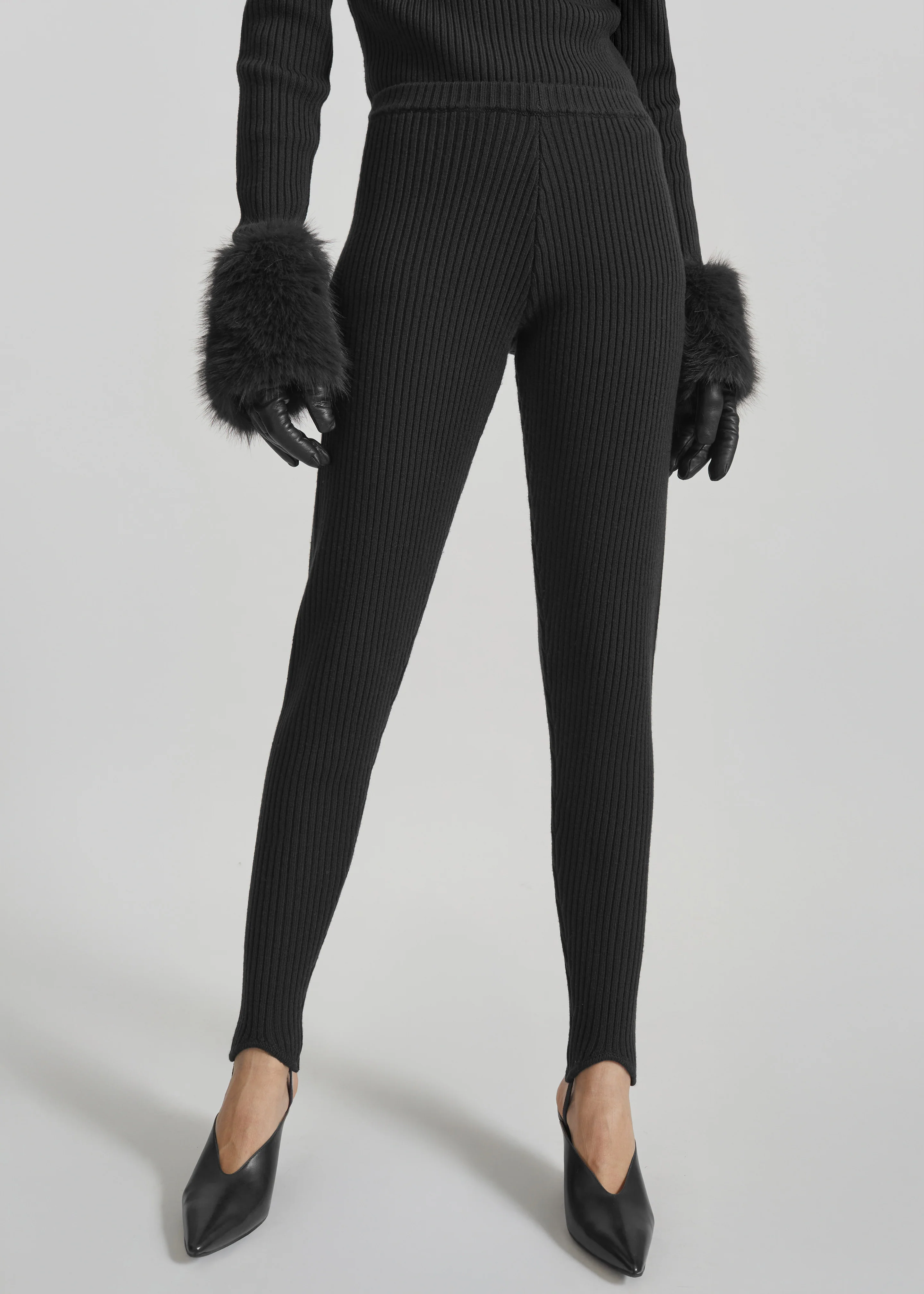 Piuma Knit Stirrup Leggings - Black - Image 2