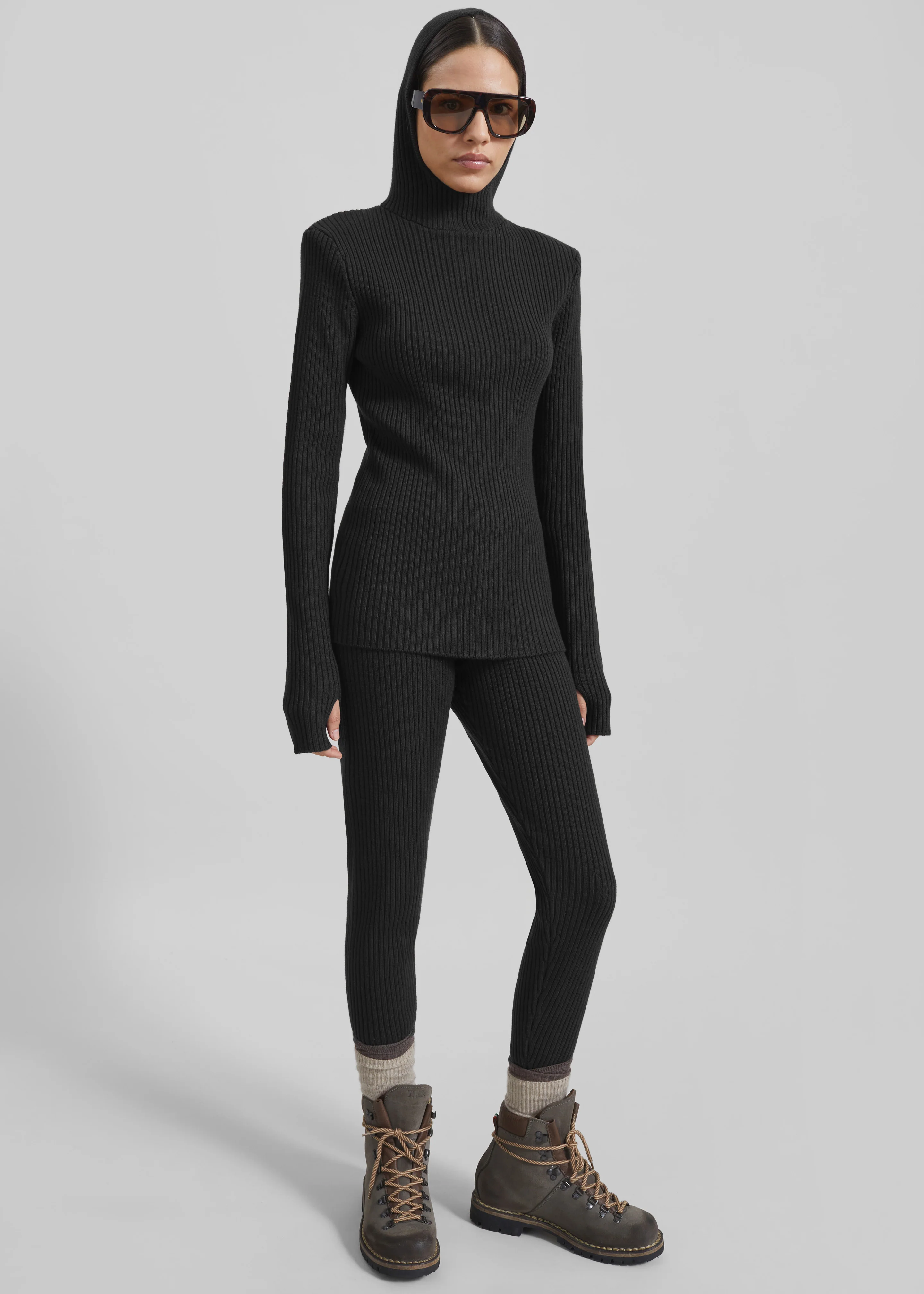 Piuma Knit Stirrup Leggings - Black - Image 6