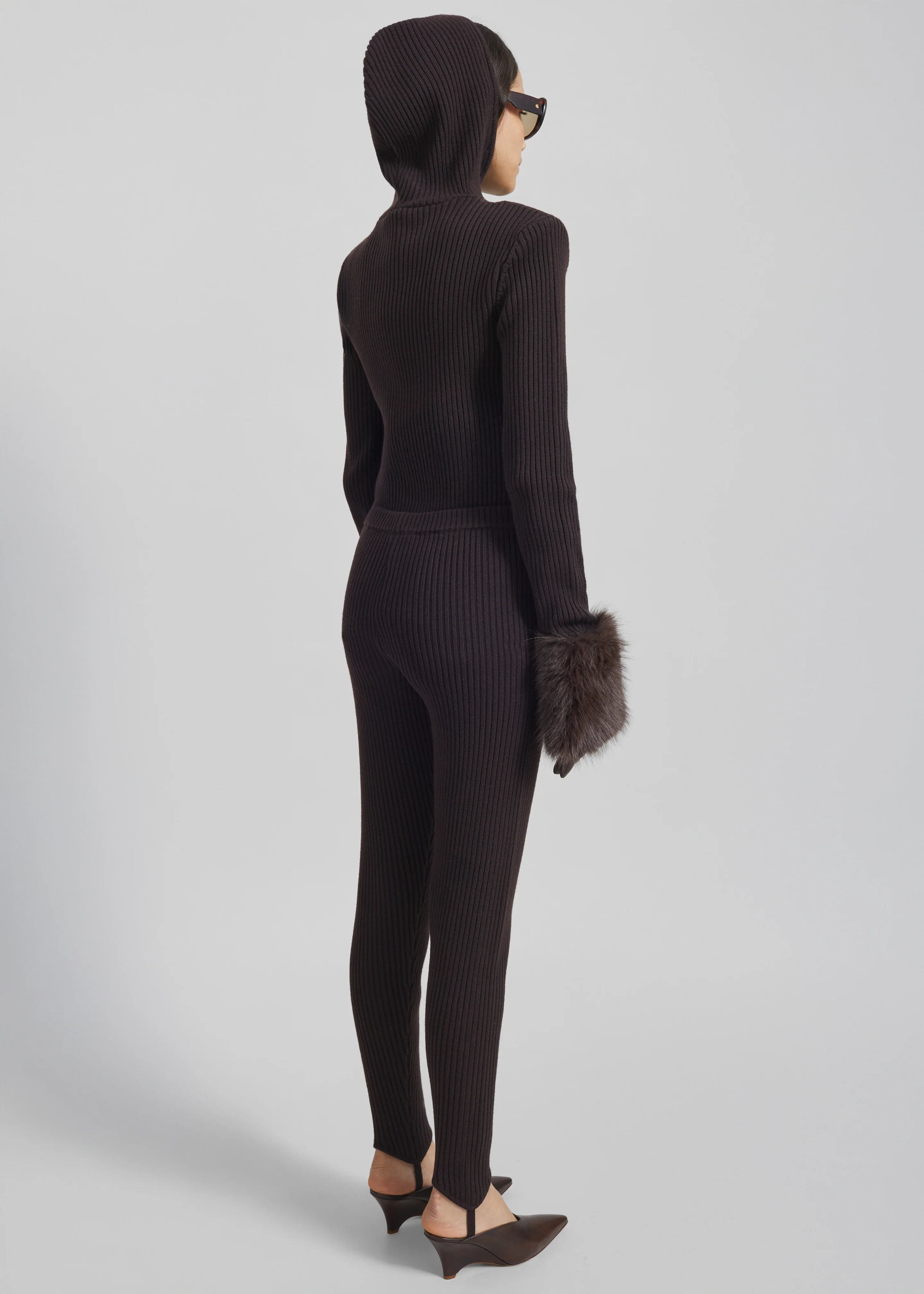 Piuma Knit Stirrup Leggings - Brown - Image 10
