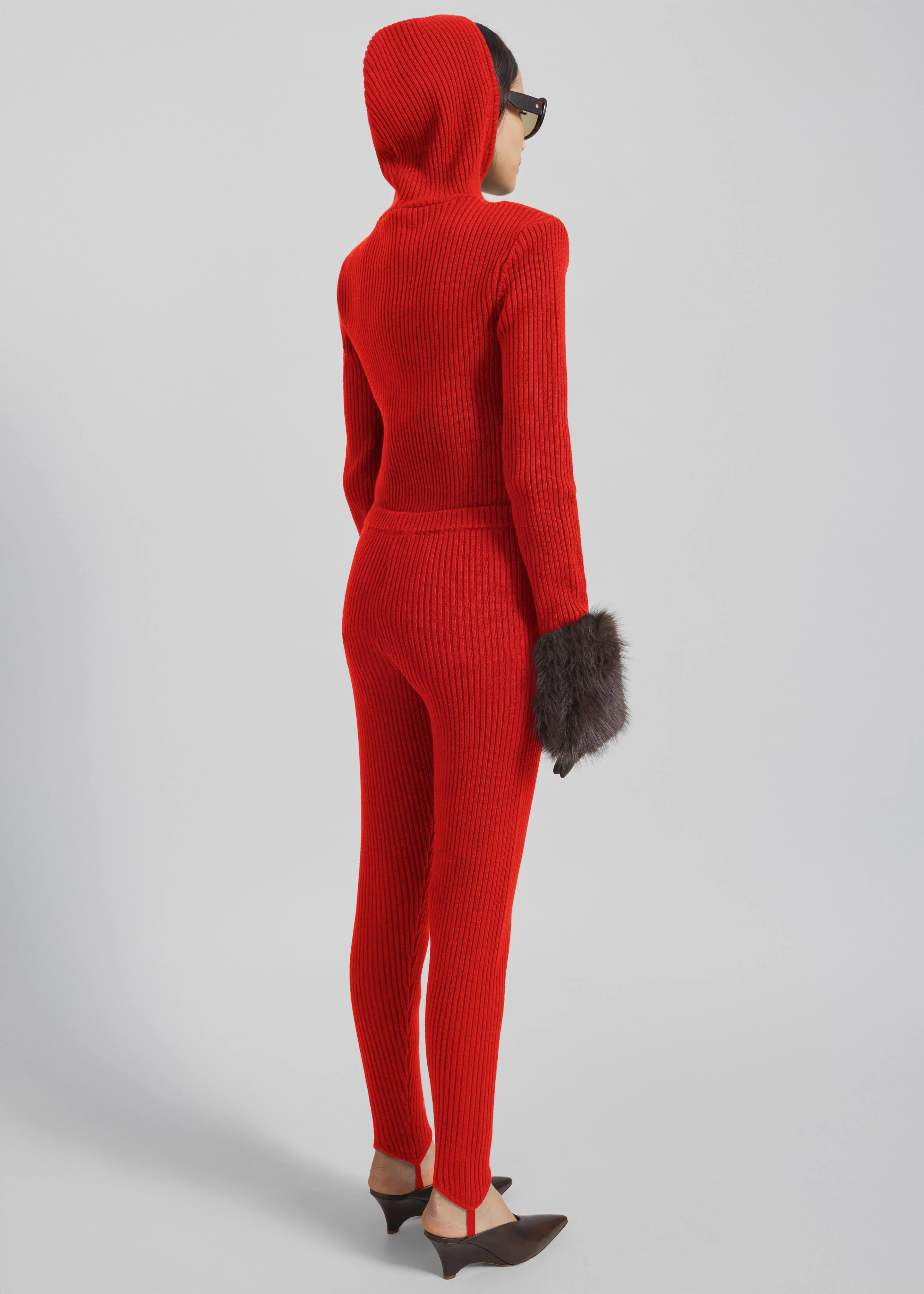 Piuma Knit Stirrup Leggings - Red - Image 7