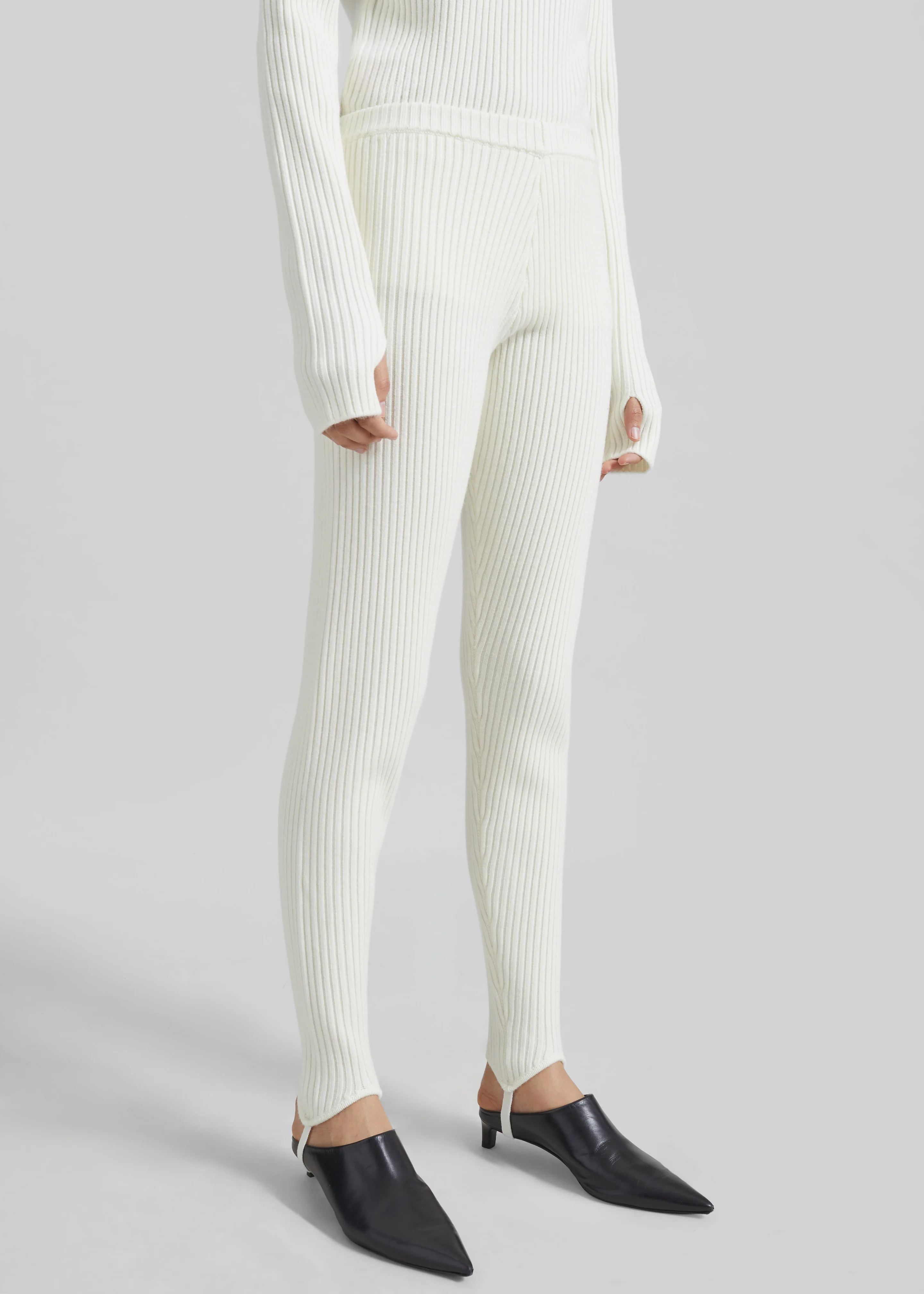 Piuma Knit Stirrup Leggings - White - Image 3