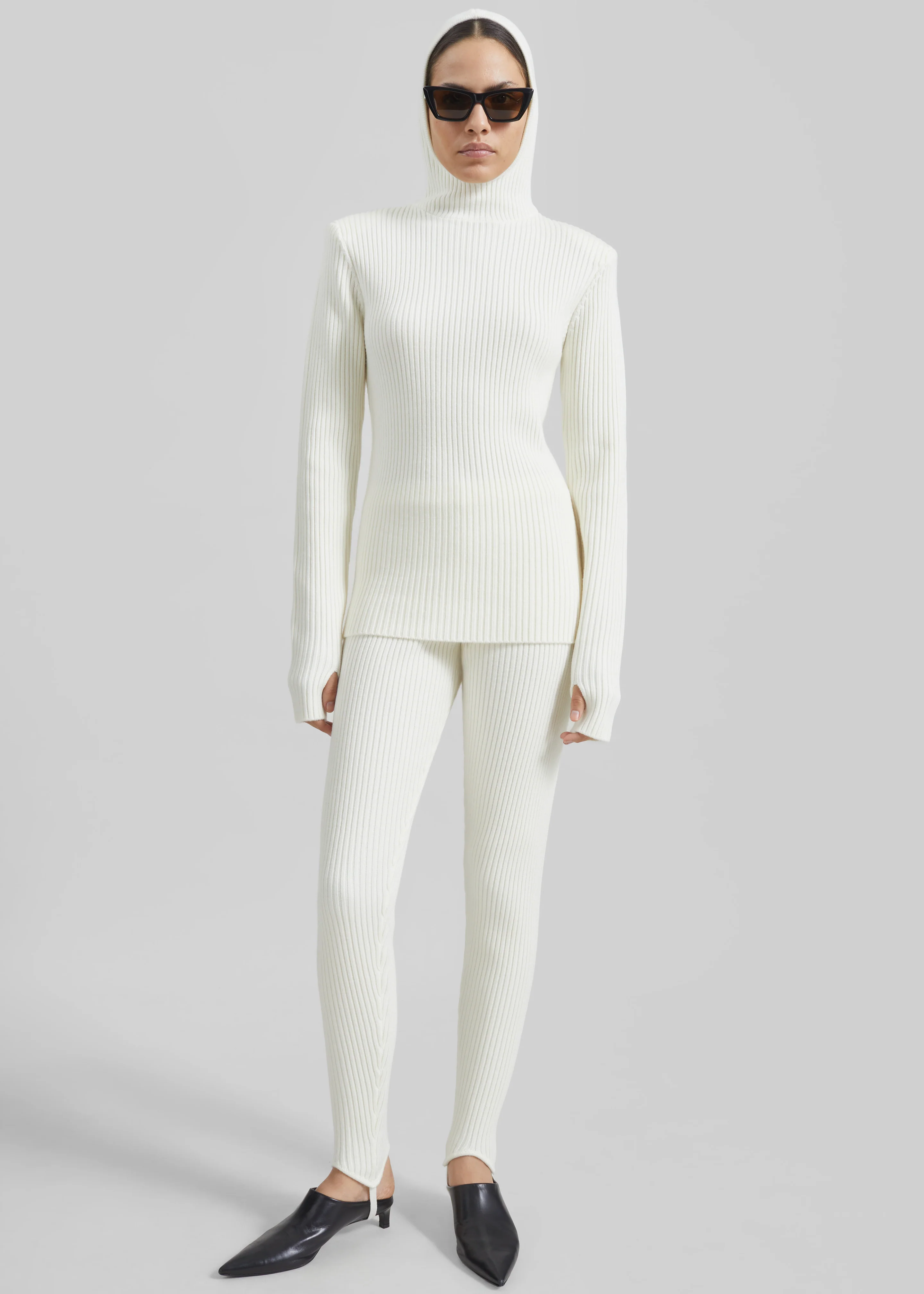 Piuma Knit Stirrup Leggings - White - Image 4