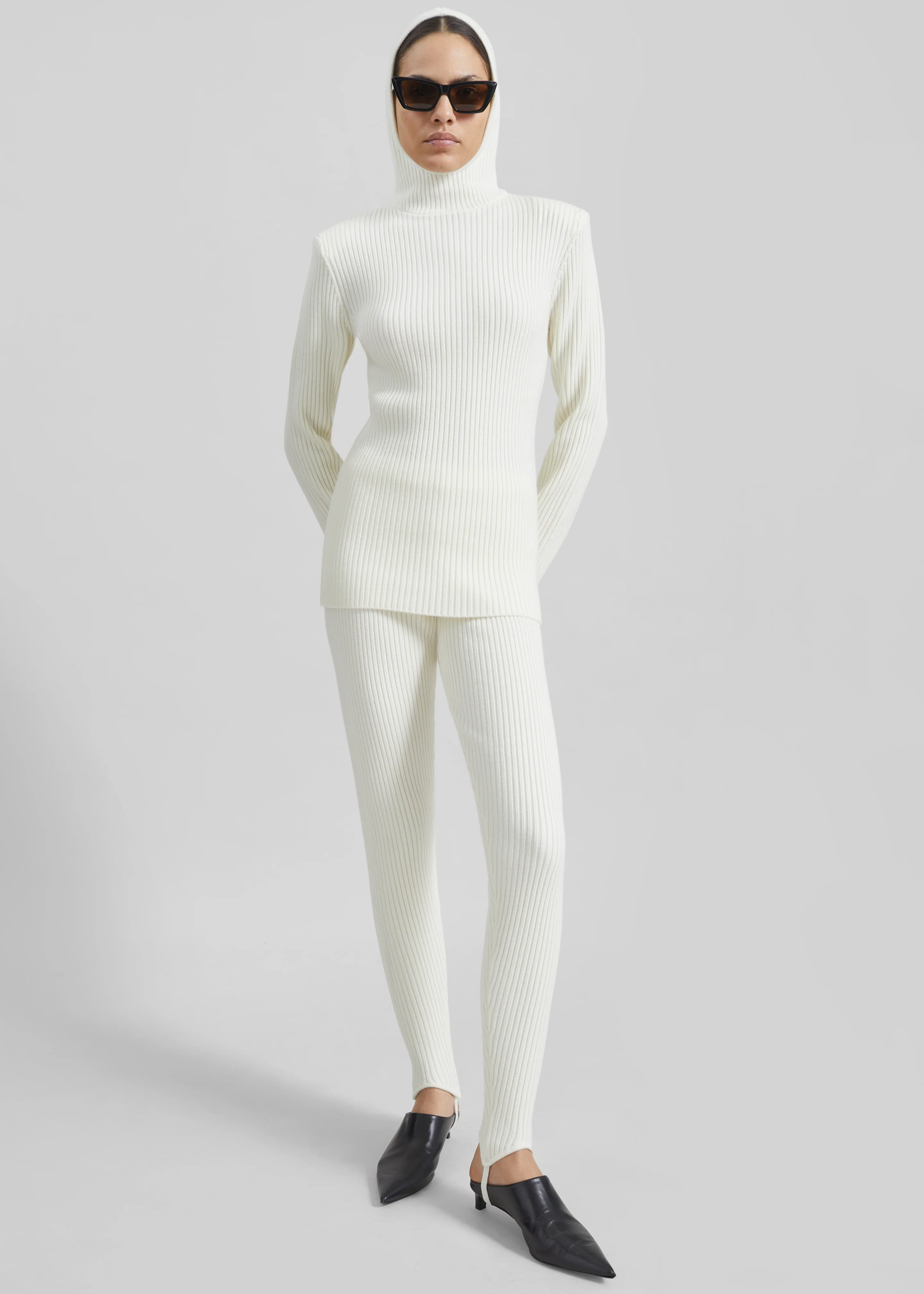 Piuma Knit Stirrup Leggings - White - Image 6