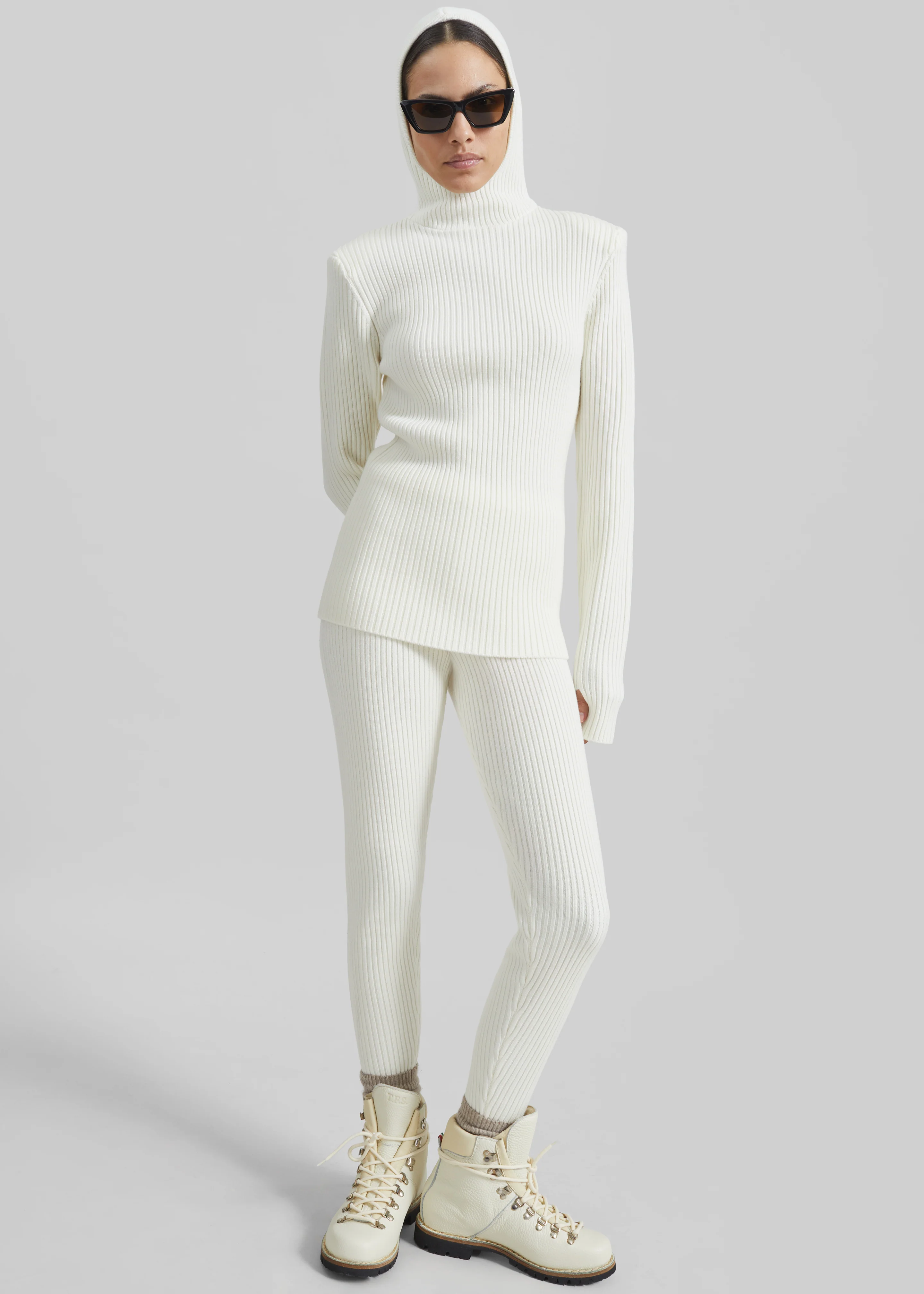 Piuma Knit Stirrup Leggings - White - Image 7