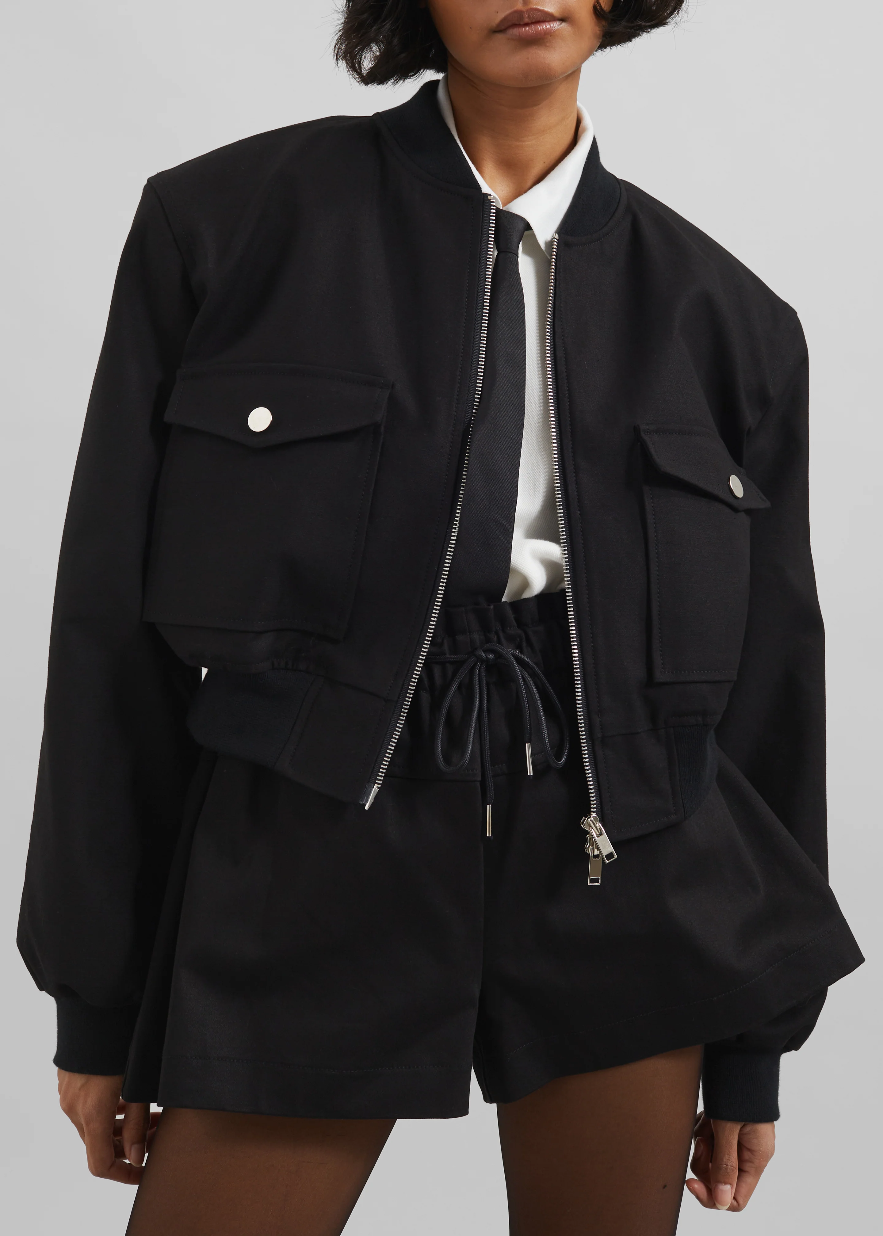 Pomona Crop Bomber Jacket - Black - Image 4