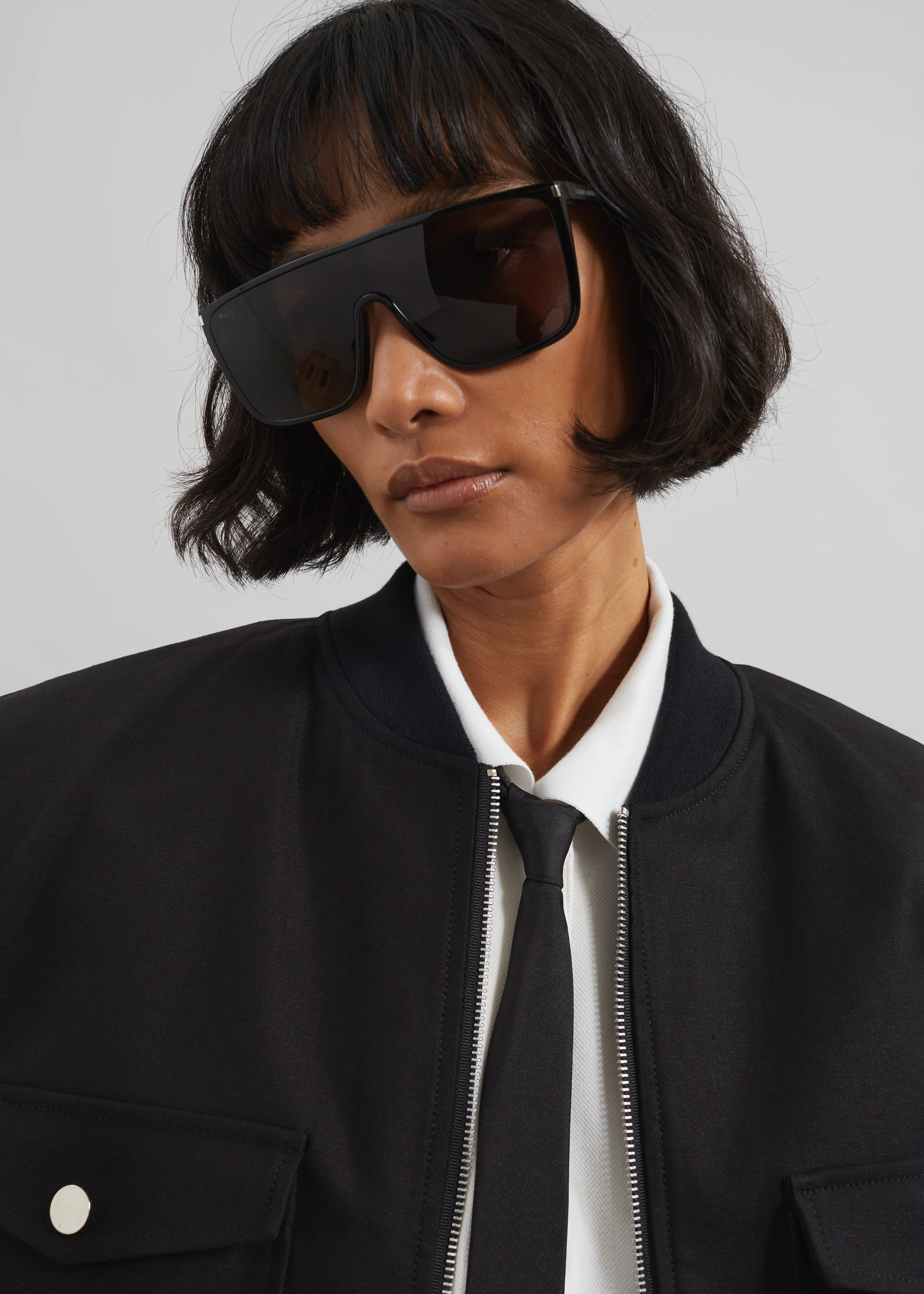 Pomona Crop Bomber Jacket - Black - Image 5