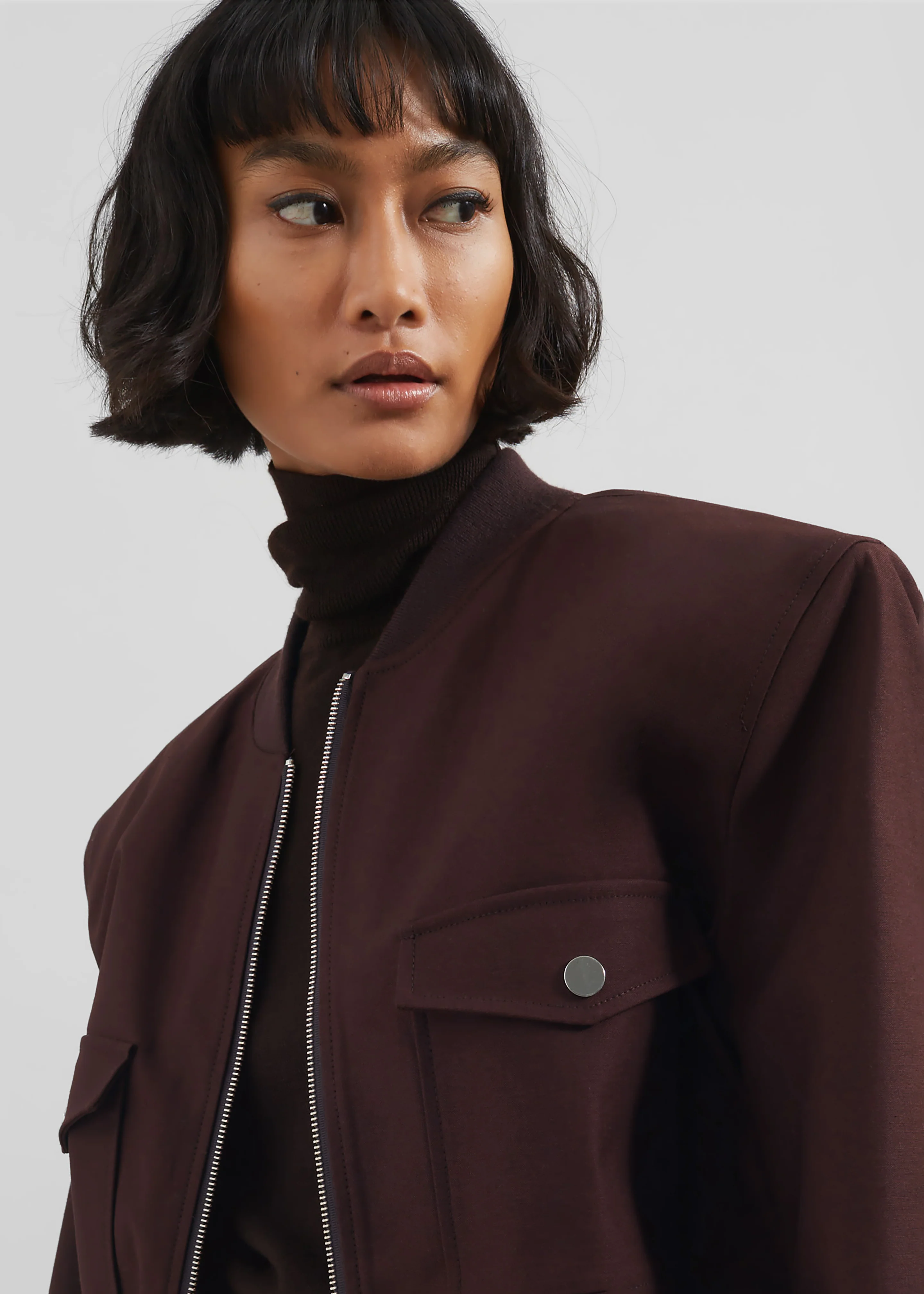Pomona Crop Bomber Jacket - Burgundy - Image 4