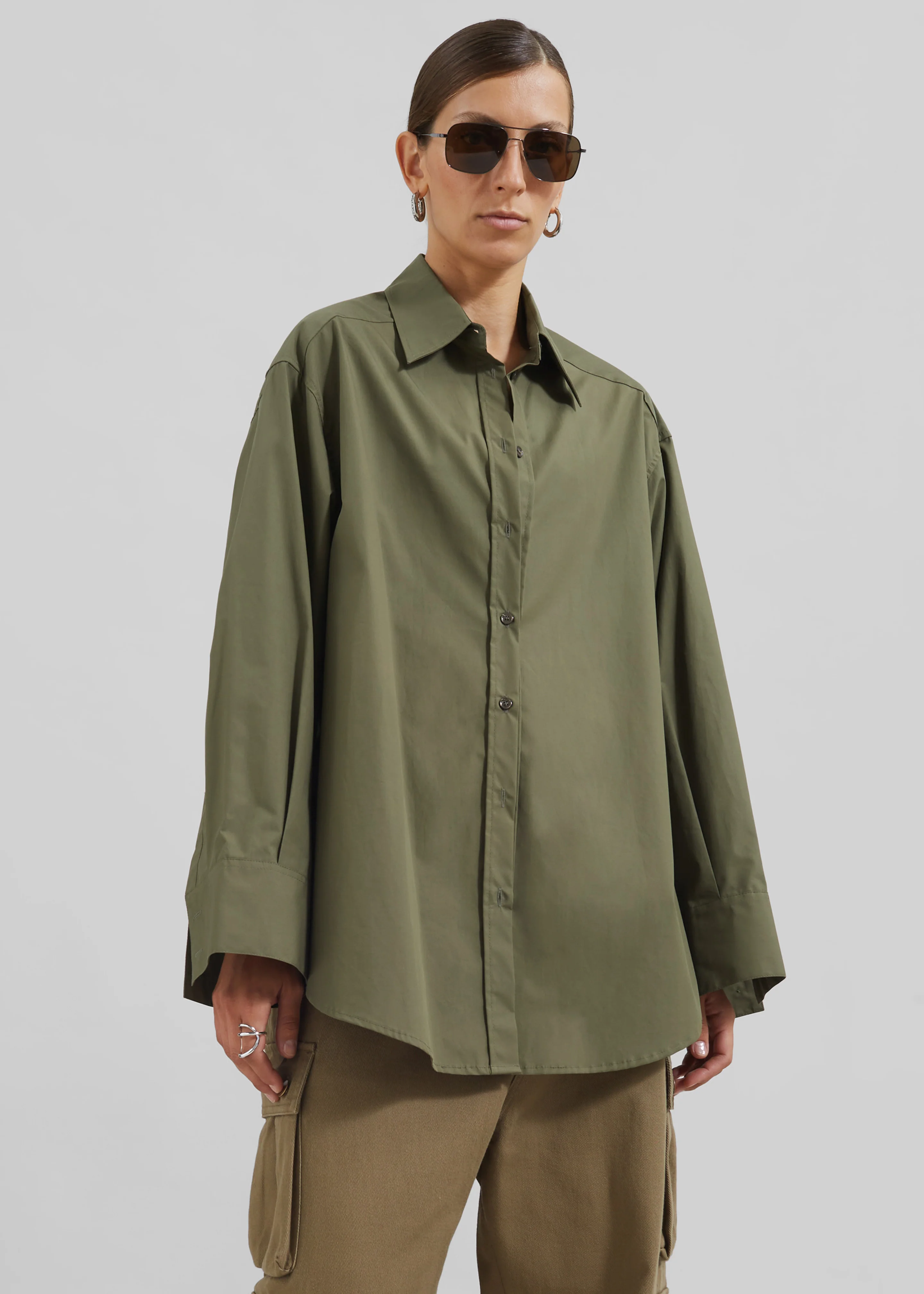 Prato Button Up Shirt - Khaki - Image 11