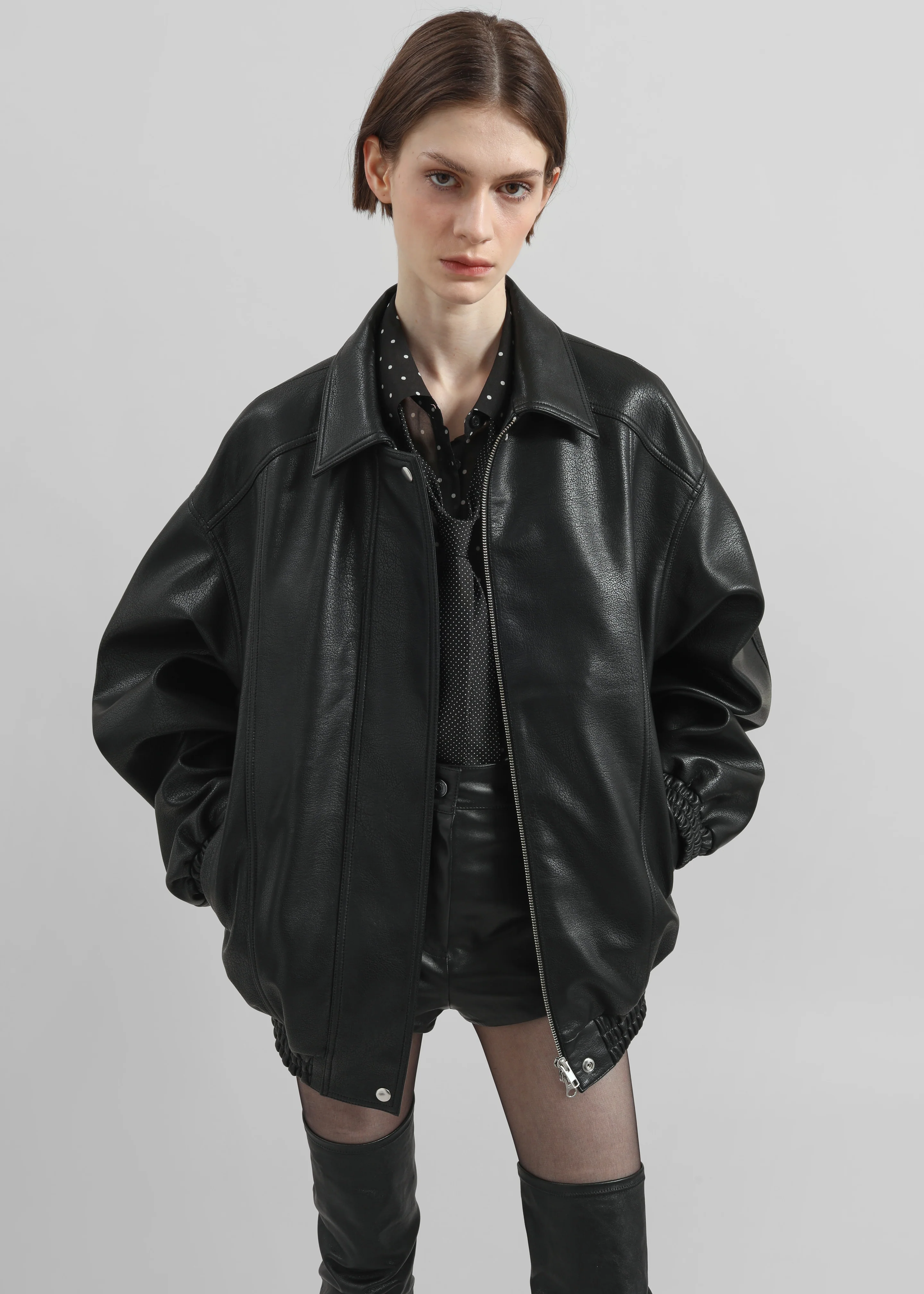 Prescott Faux Leather Jacket - Black - Image 2