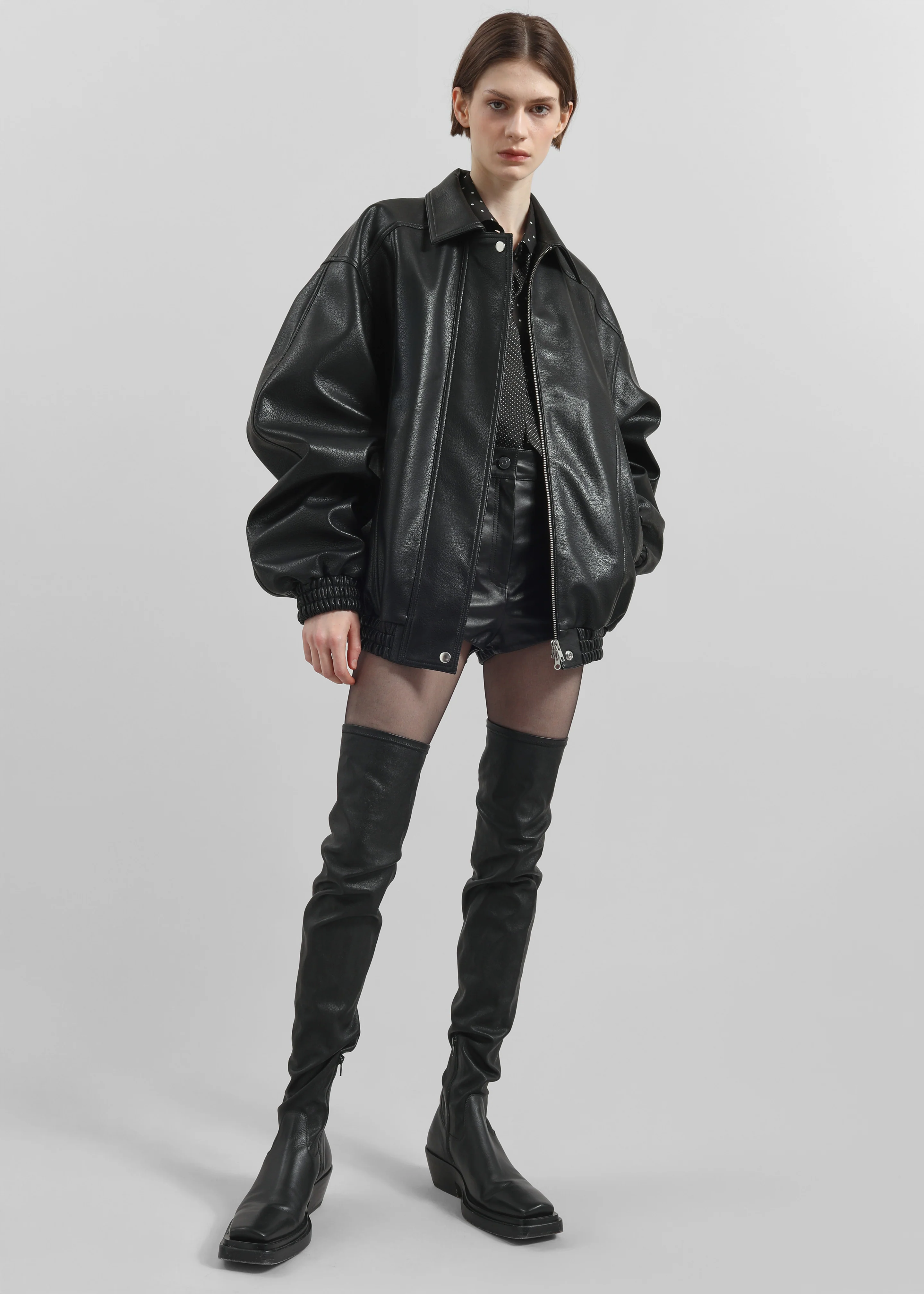 Prescott Faux Leather Jacket - Black - Image 3