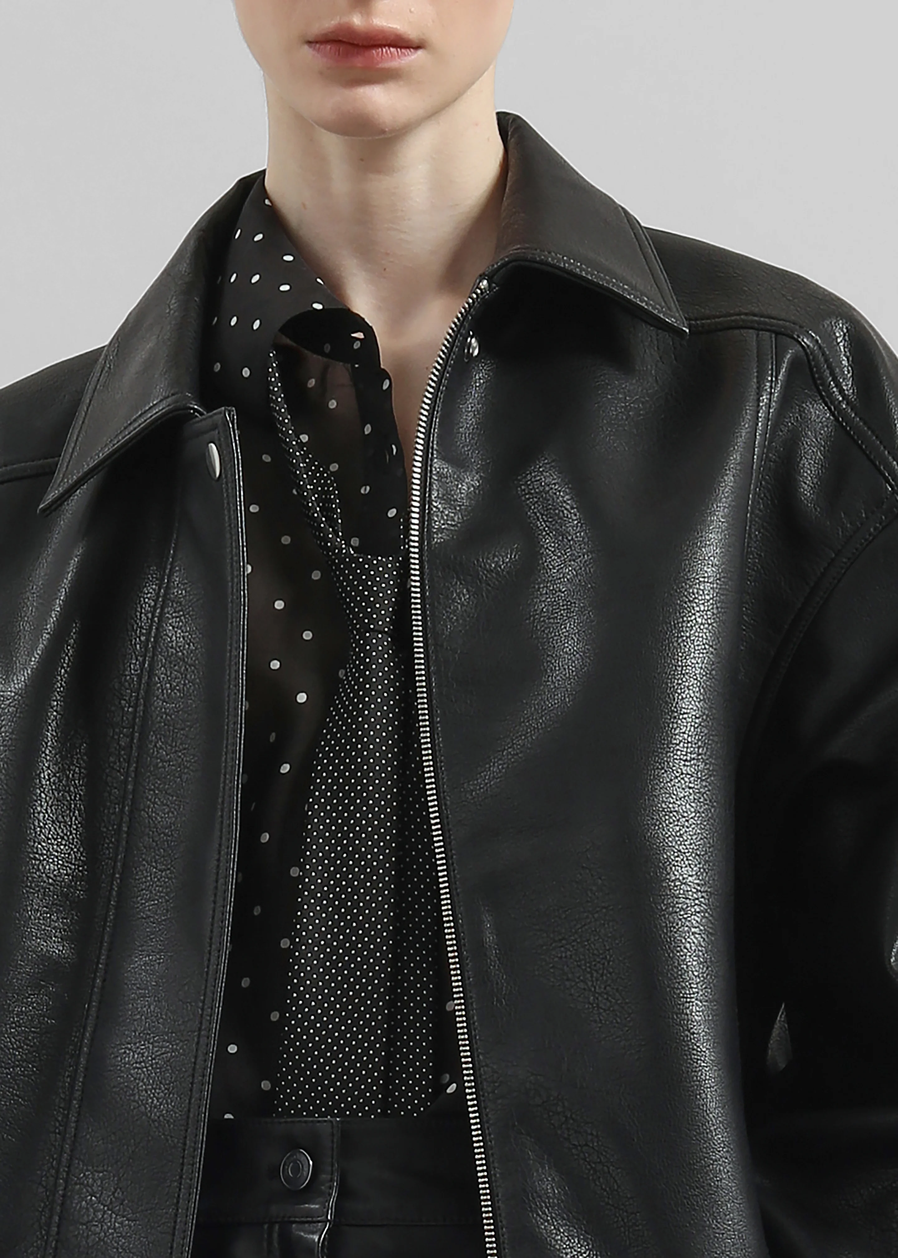 Prescott Faux Leather Jacket - Black - Image 9