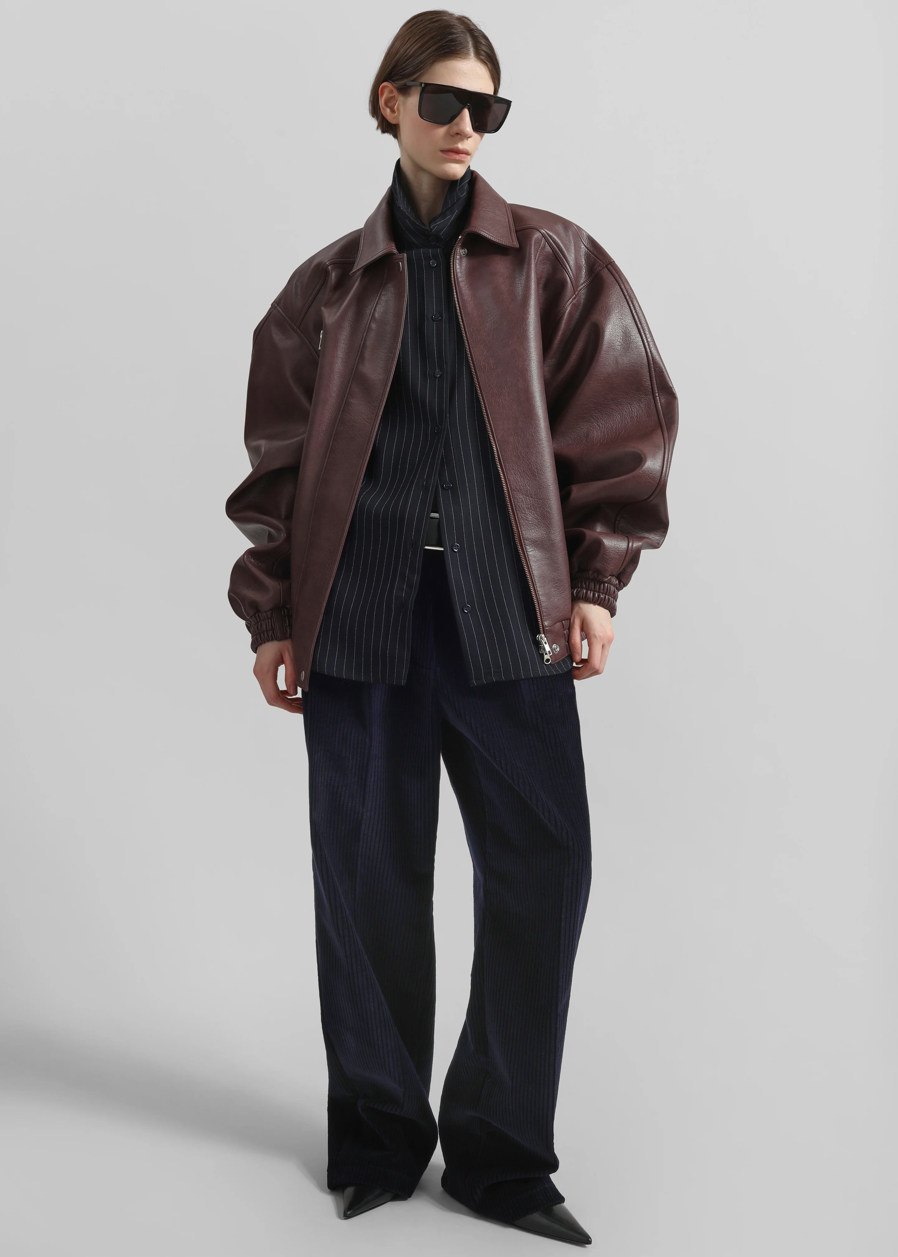 Prescott Faux Leather Jacket - Burgundy - Image 4