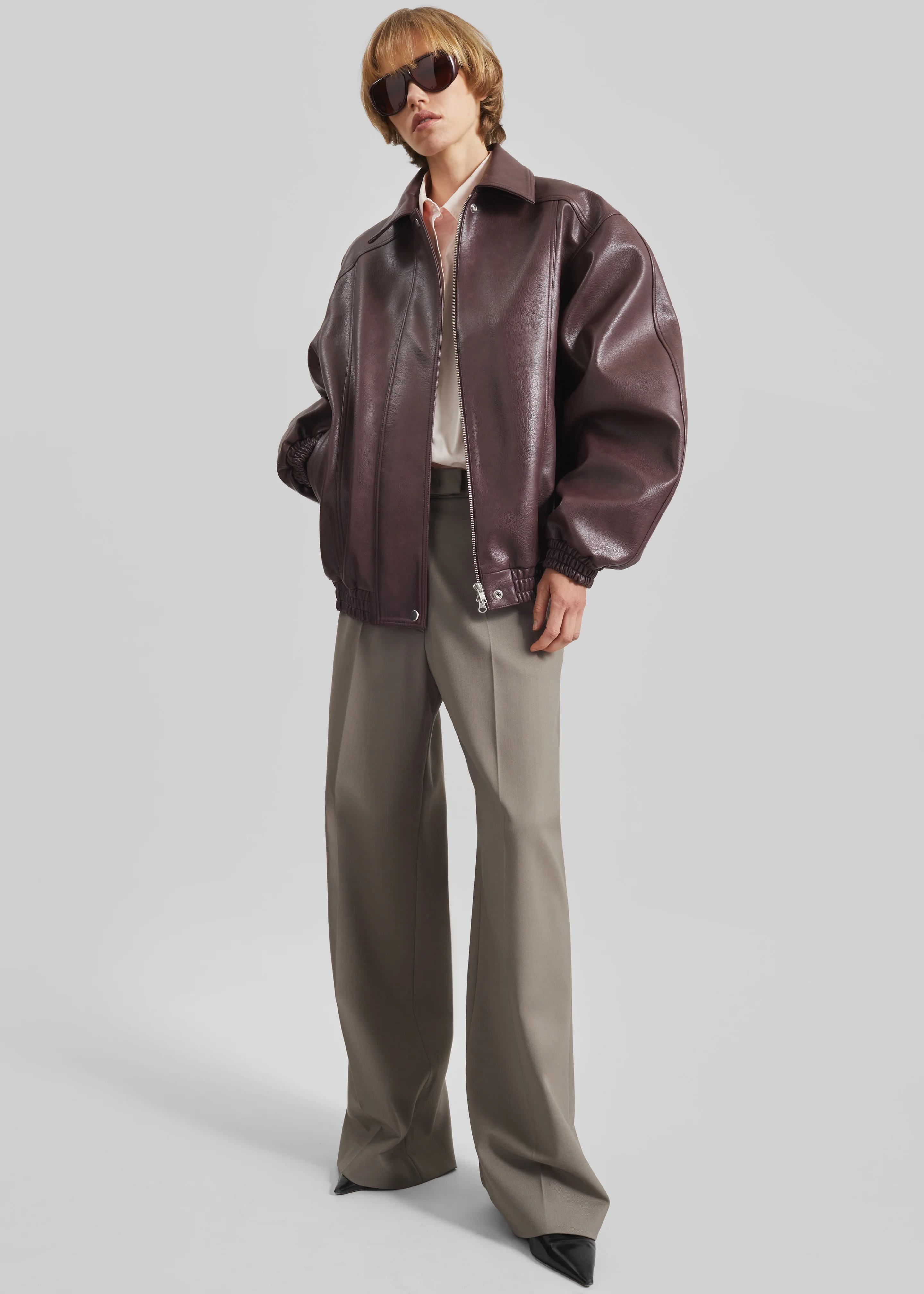Prescott Faux Leather Jacket - Burgundy - Image 5