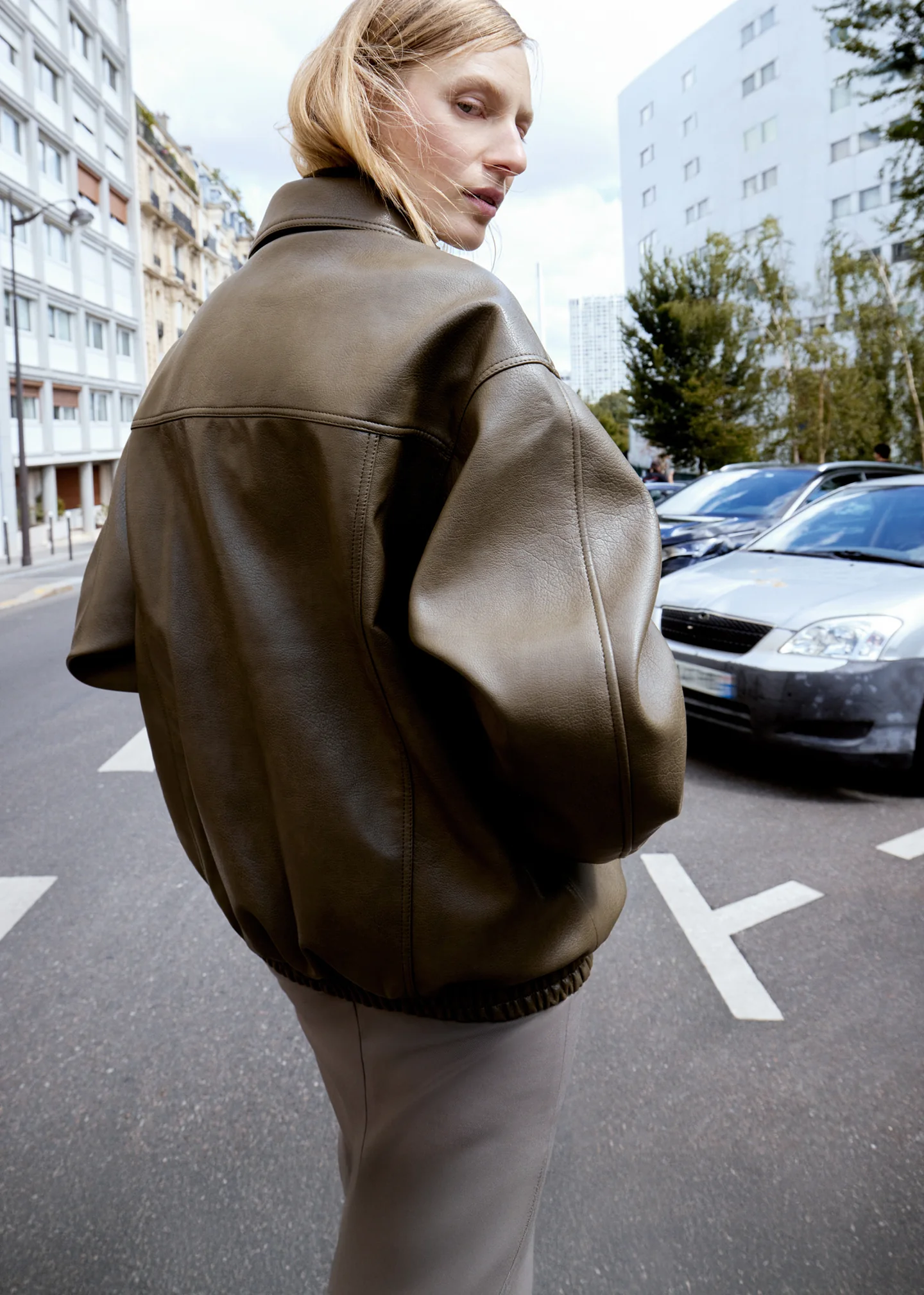 Prescott Faux Leather Jacket - Moss Green - Image 4
