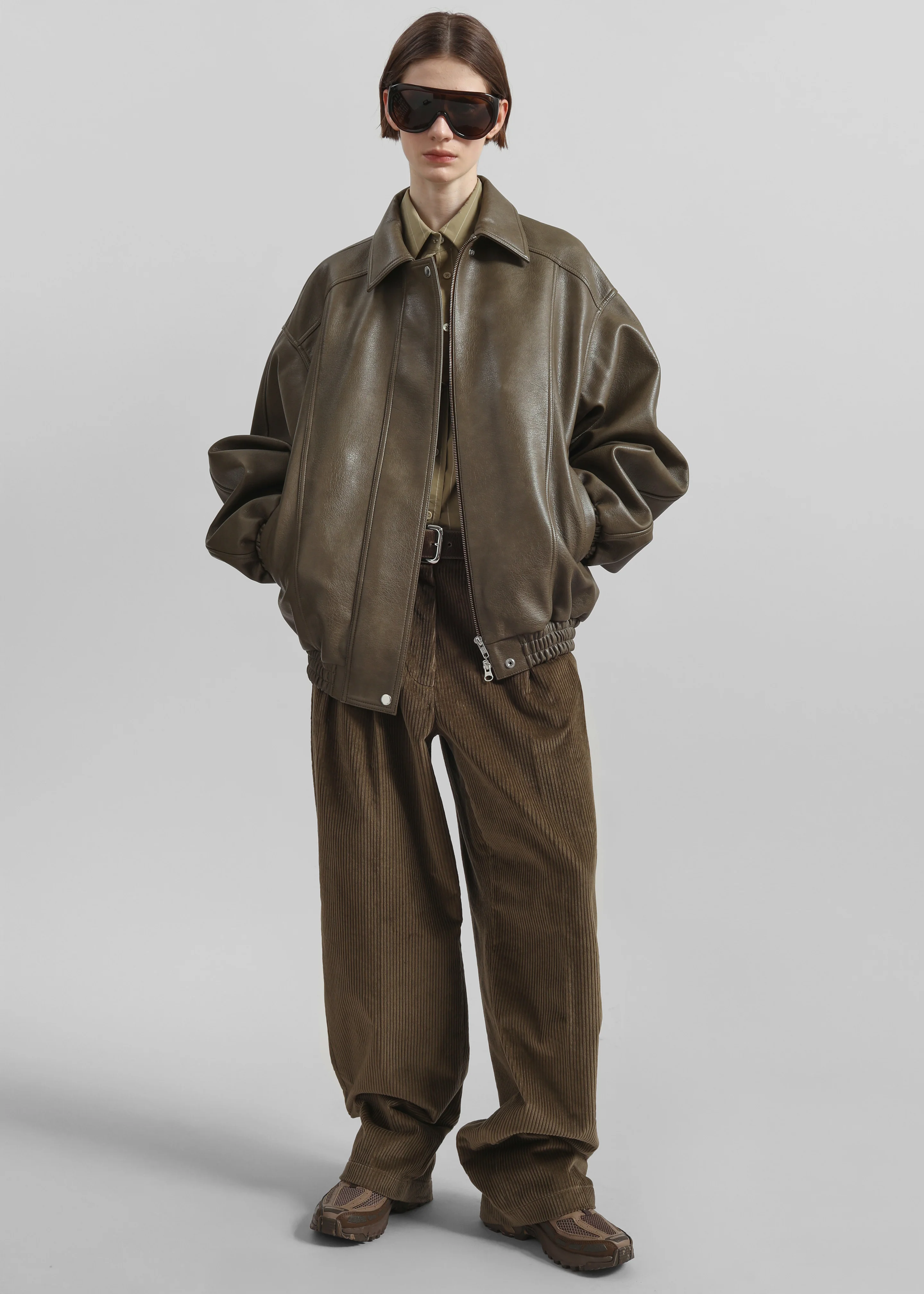 Prescott Faux Leather Jacket - Moss Green - Image 5