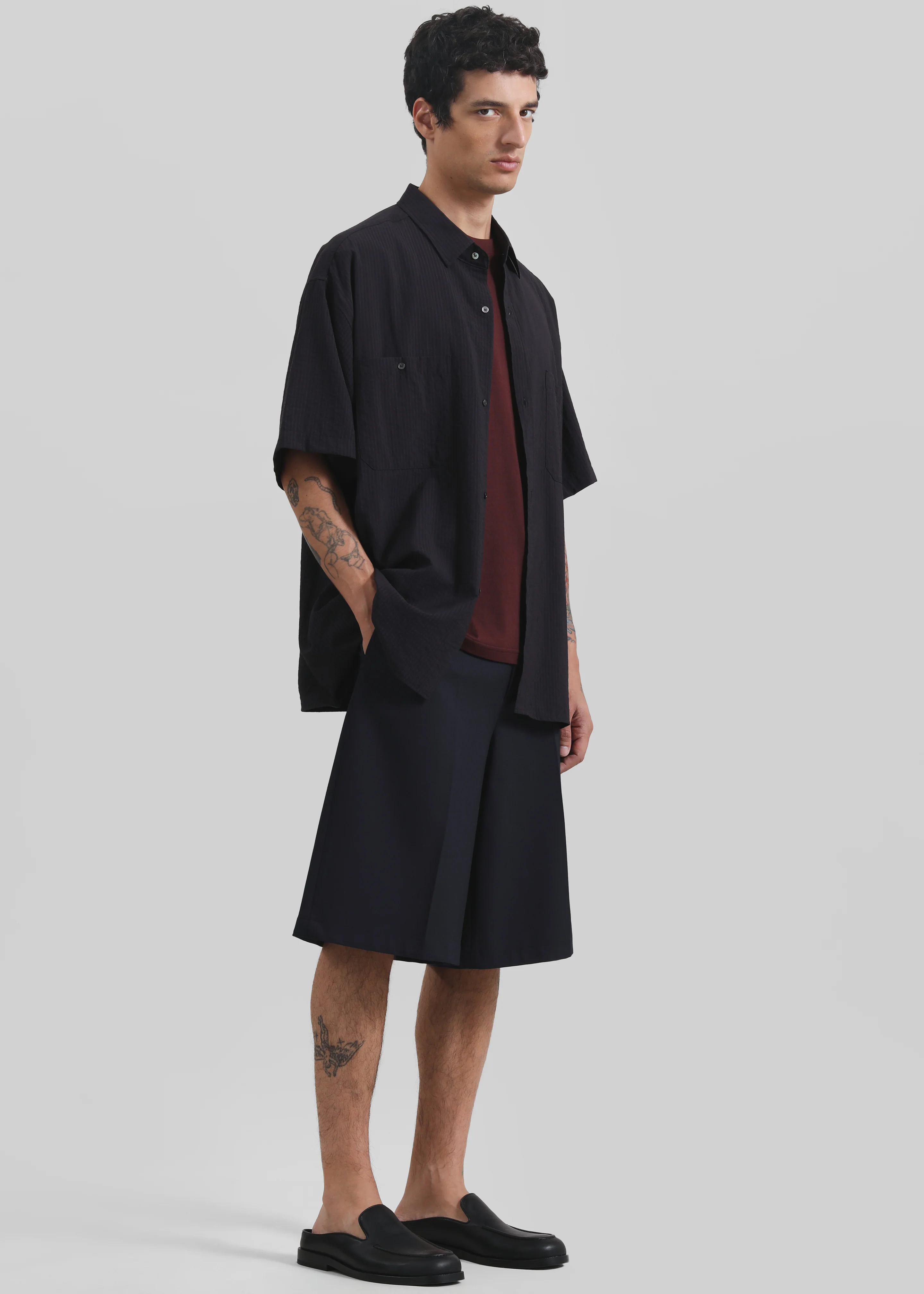 Preston Fluid Striped Shirt - Black - Image 6