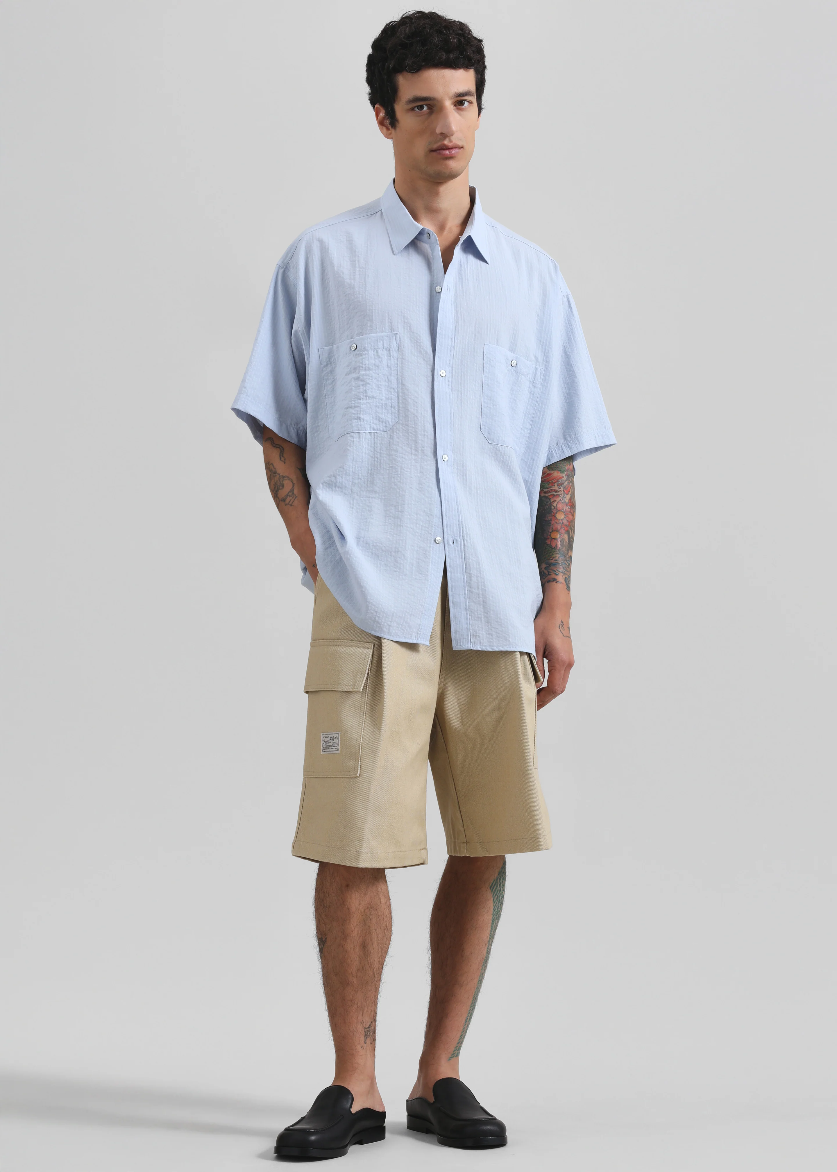 Preston Fluid Striped Shirt - Sky Blue - Image 4
